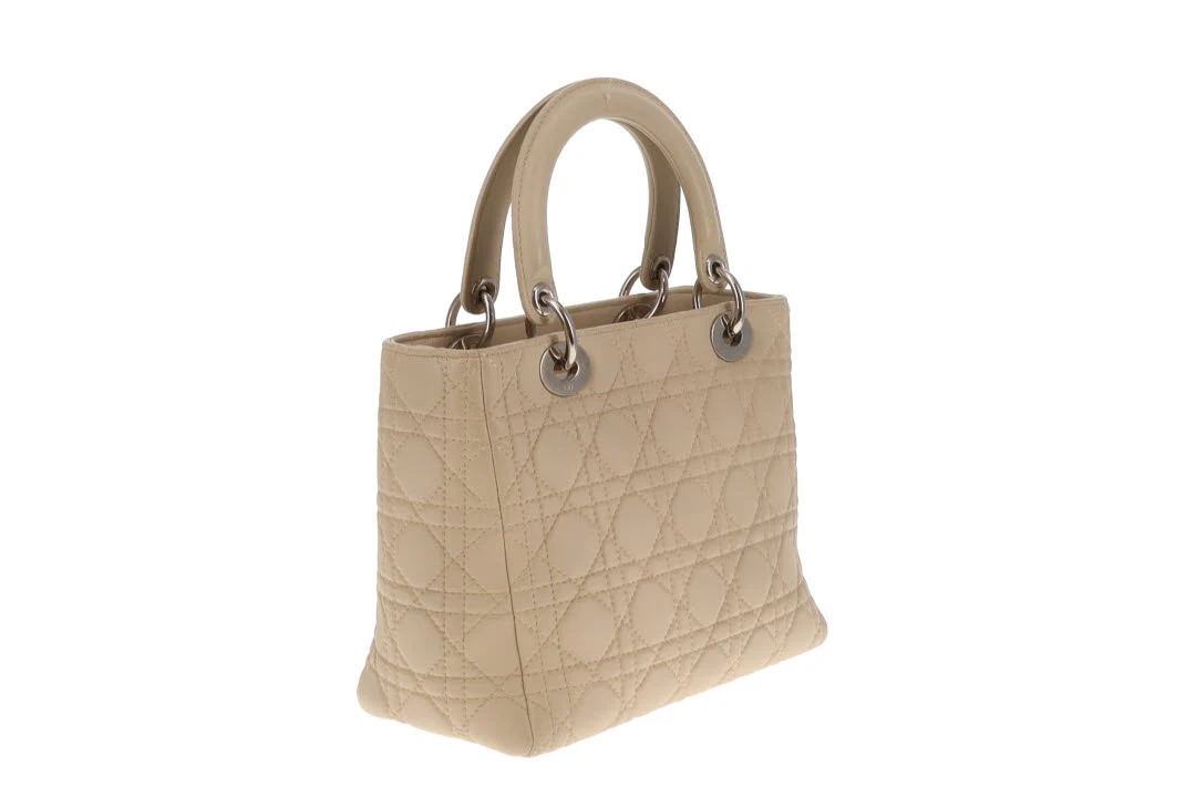 Dior Lady Dior Beige Cannage Calfskin Medium With Strap 2007 - Image 8