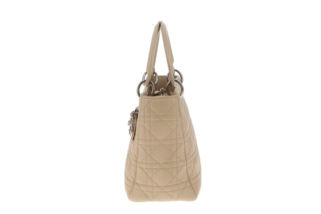Dior Lady Dior Beige Cannage Calfskin Medium With Strap 2007 - Image 9
