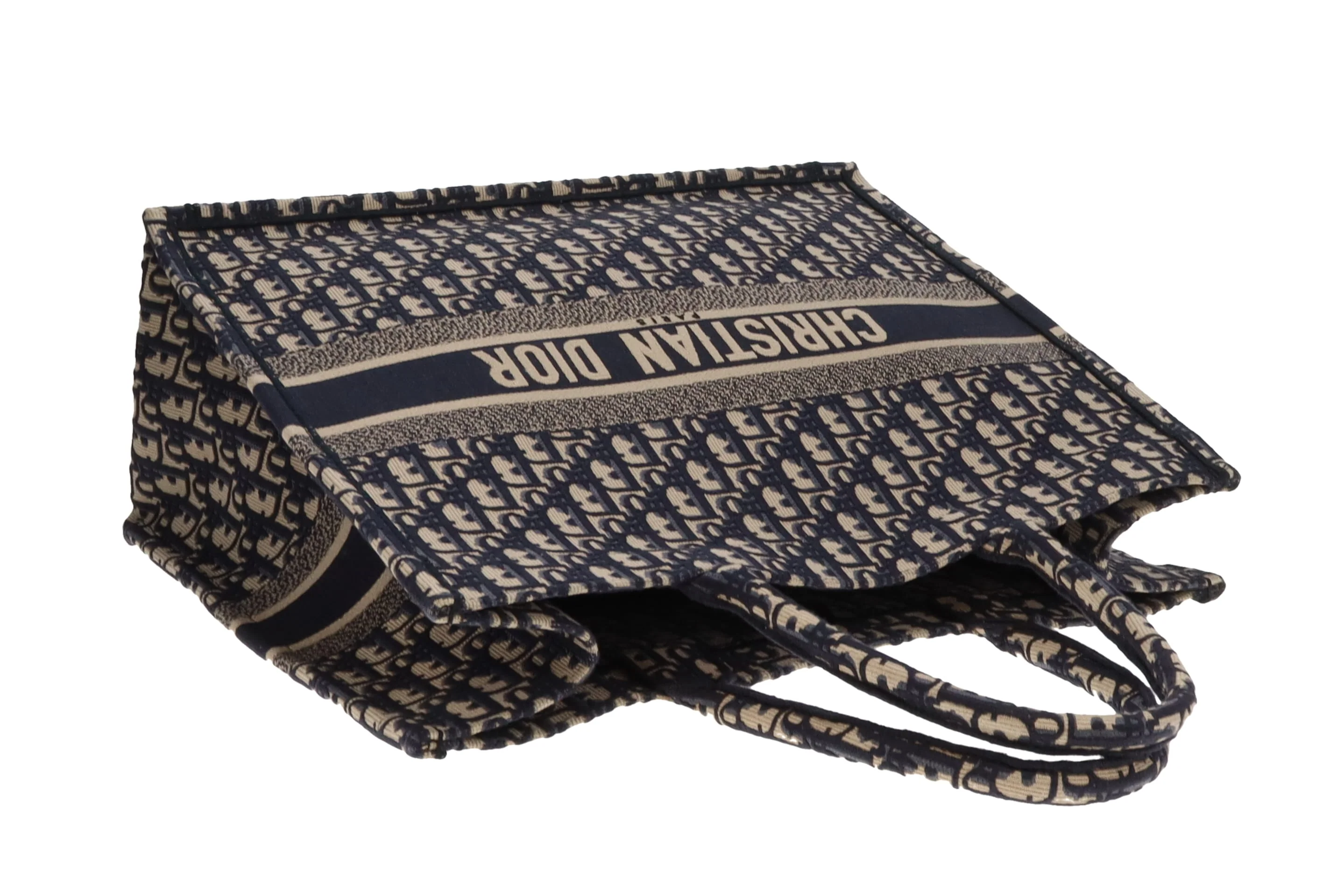 Dior Book Tote Large Ecru and Blue Oblique Embroidery - Image 8