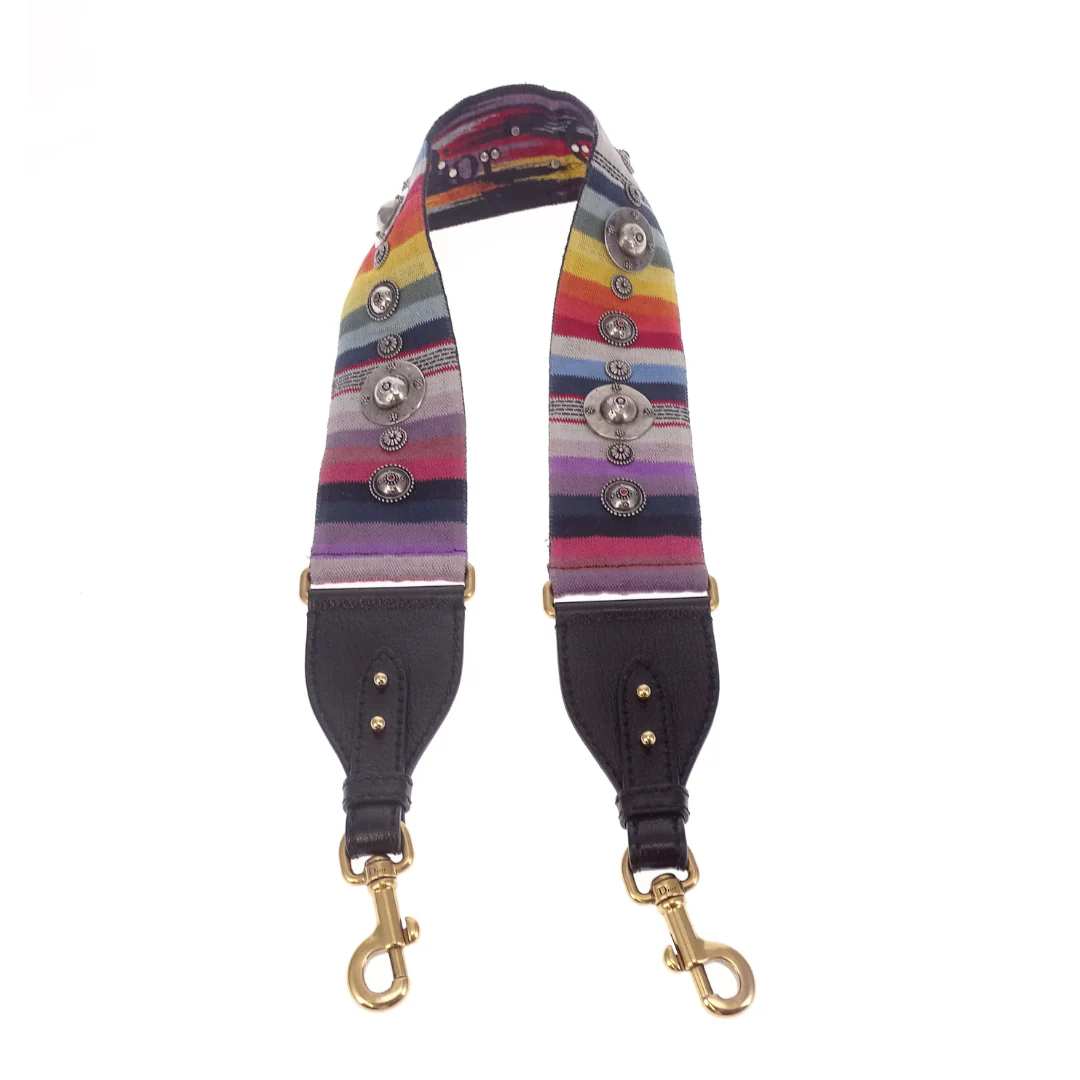 Dior Canvas Embroidered Studded Strap Multi Colour - Image 6
