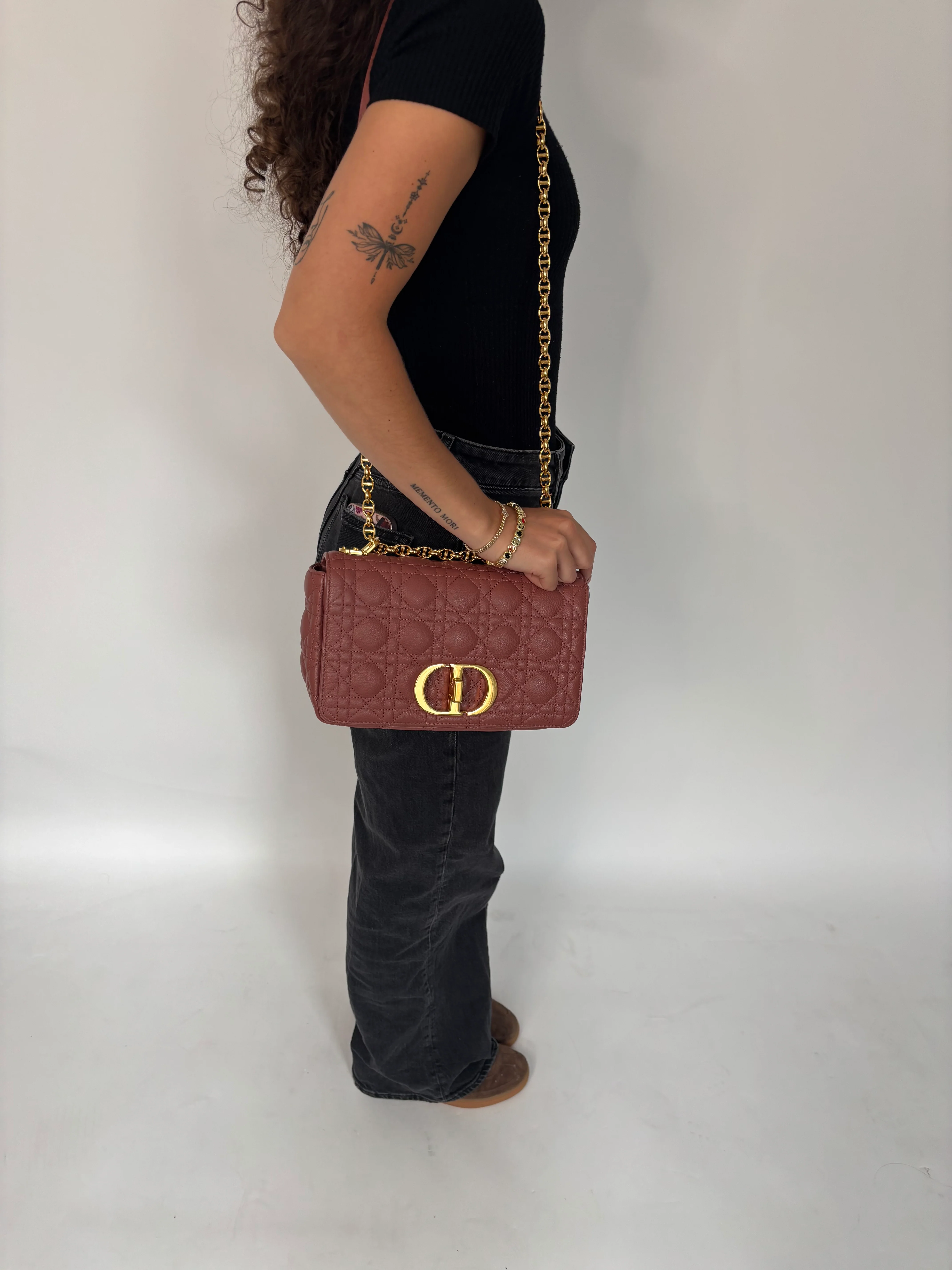 Dior Caro Bag Medium Raspberry Leather GHW 2022 - Image 2