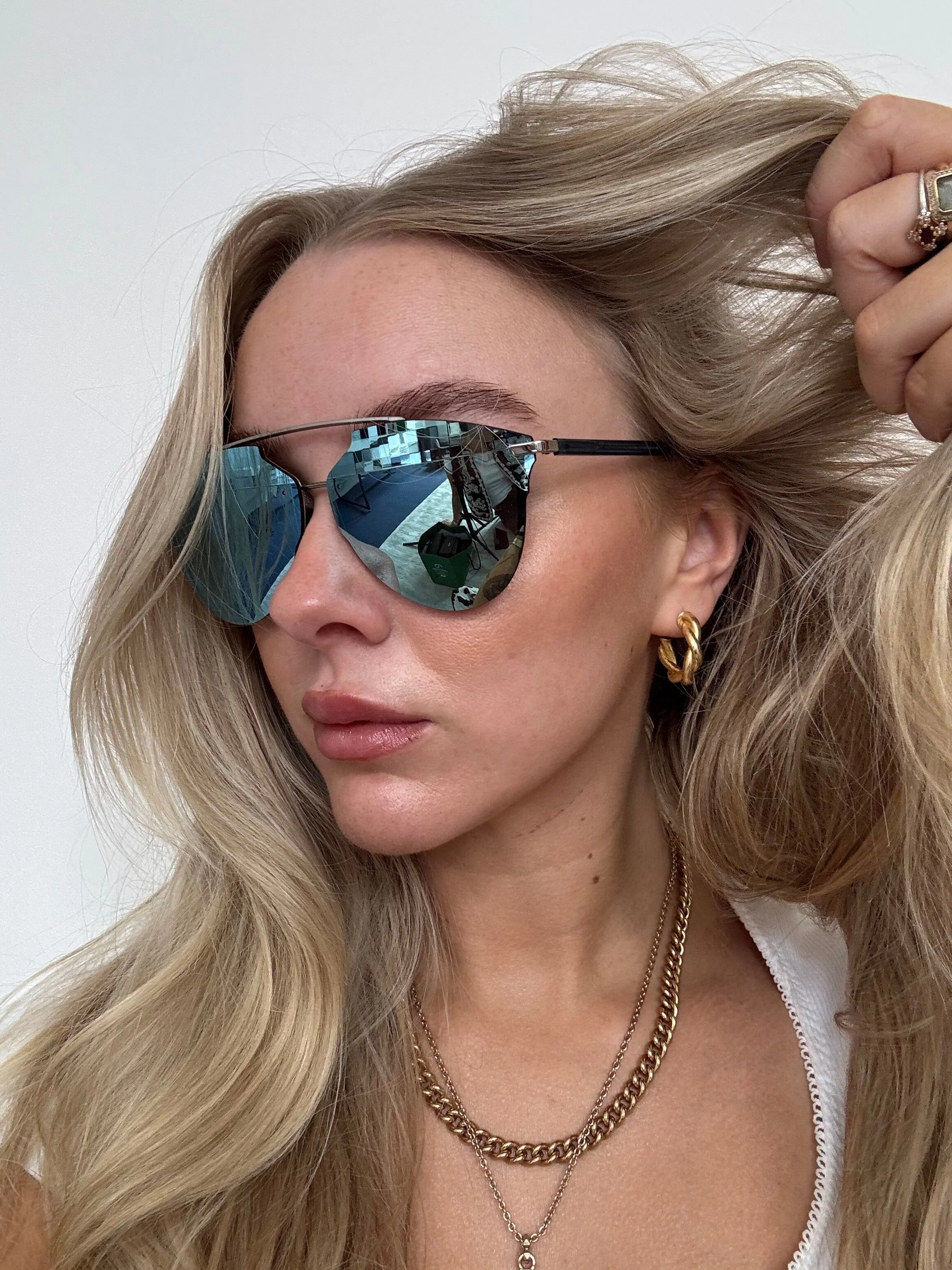 Dior DiorReflected Silver and Blue Pixel Mirror Pilot Sunglasses - Image 3