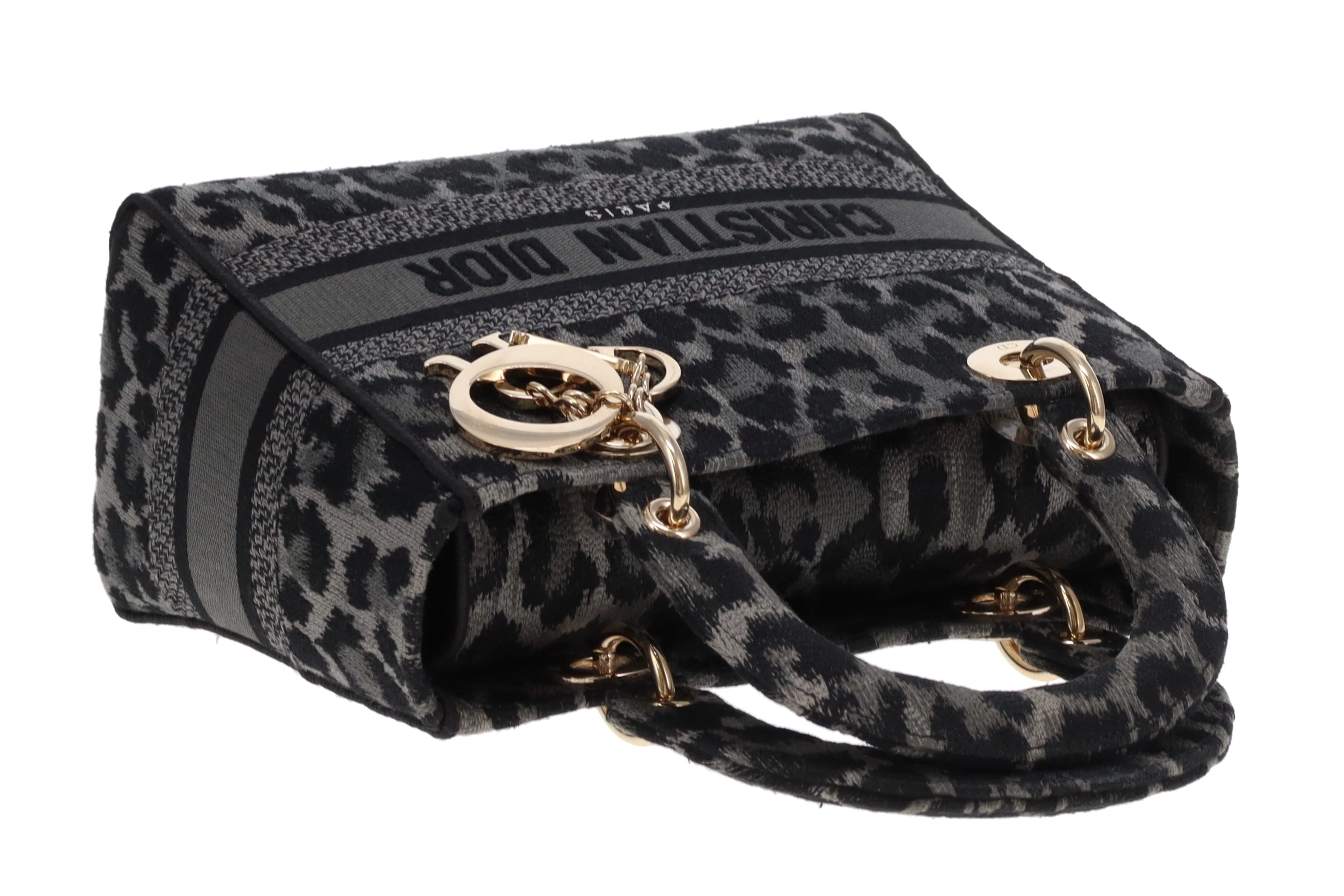 Dior Lady Dior Grey/Black Leopard Mizza Embroidered Canvas Medium D-Lite 2021 - Image 10