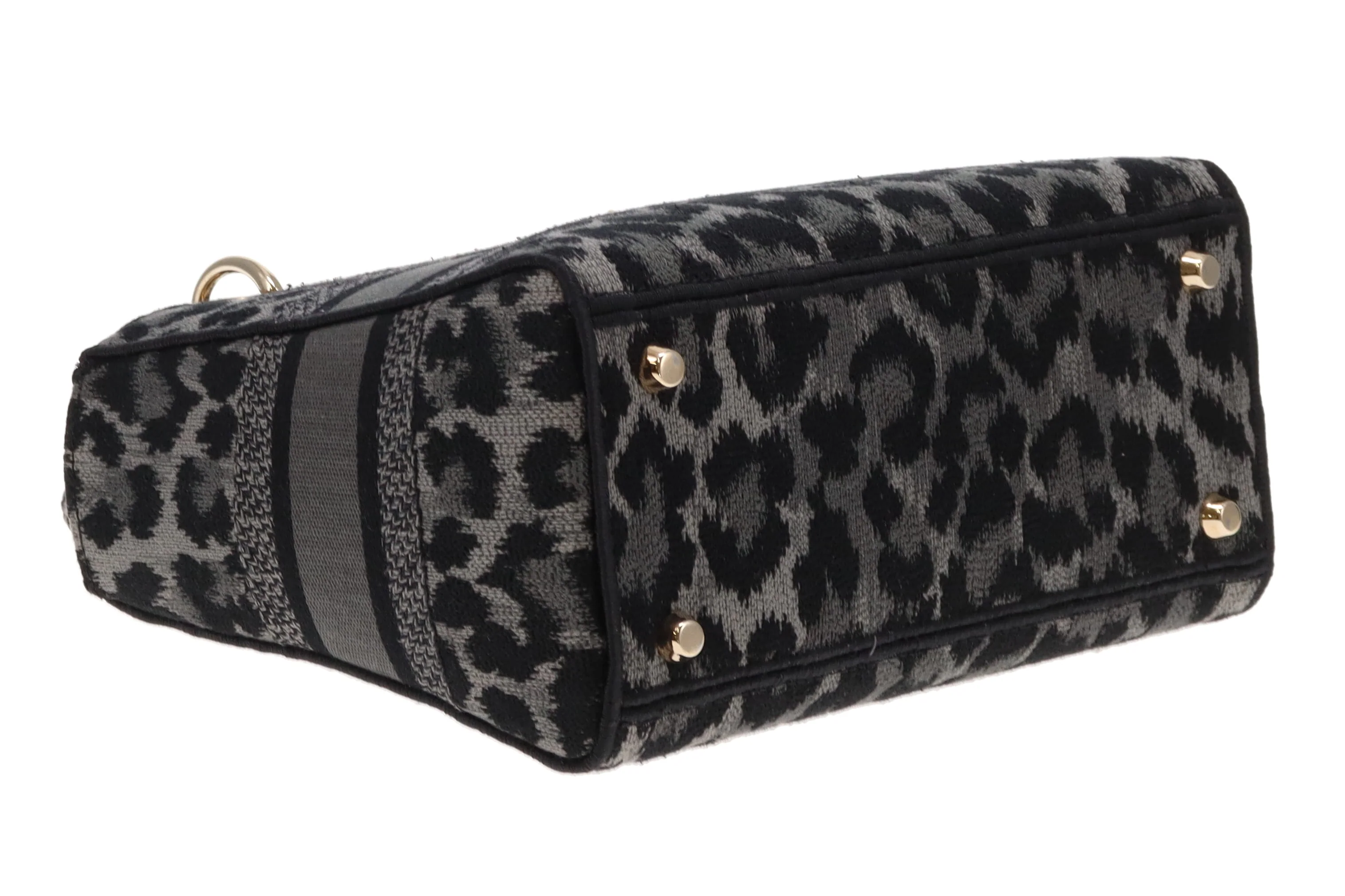 Dior Lady Dior Grey/Black Leopard Mizza Embroidered Canvas Medium D-Lite 2021 - Image 13