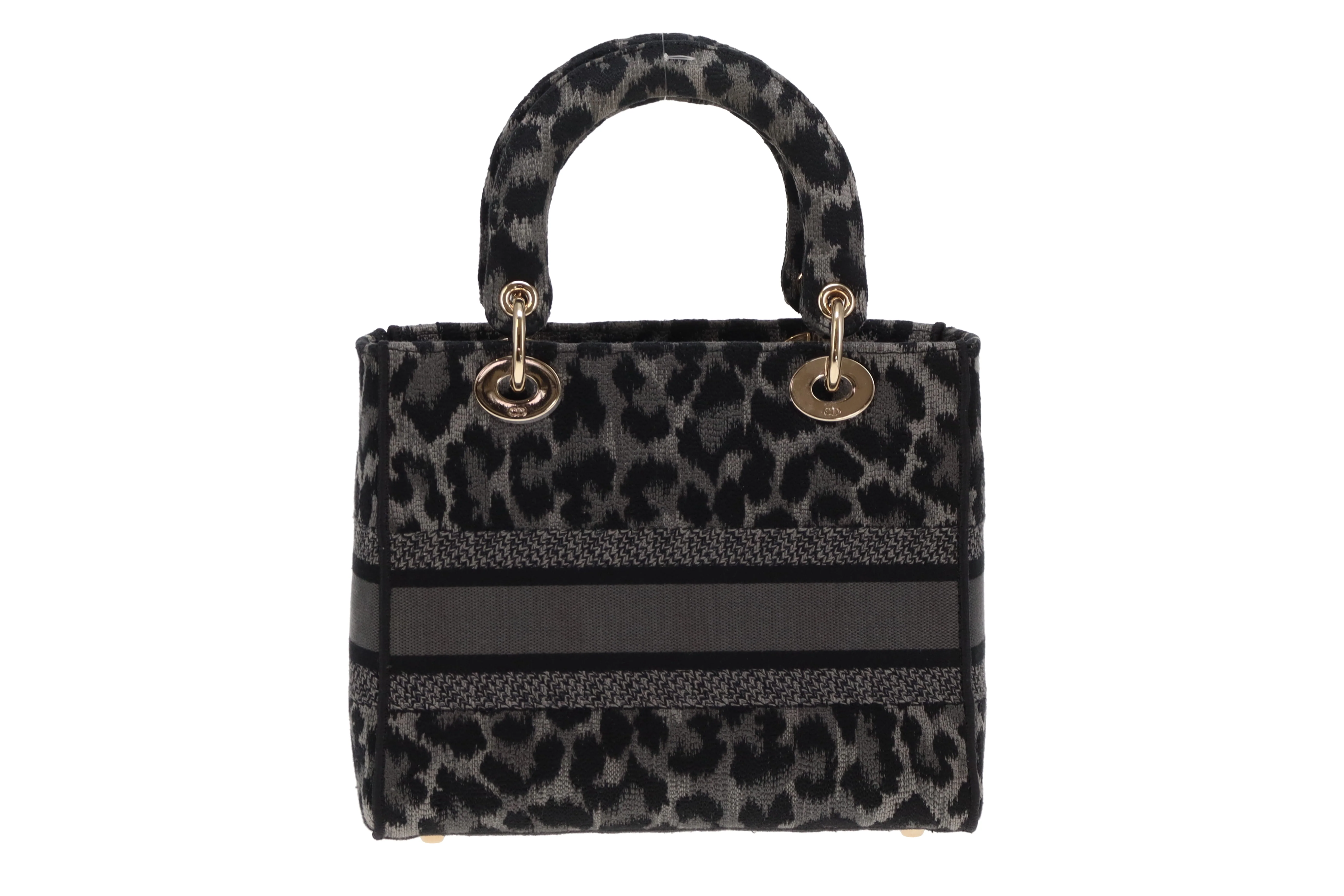 Dior Lady Dior Grey/Black Leopard Mizza Embroidered Canvas Medium D-Lite 2021 - Image 7