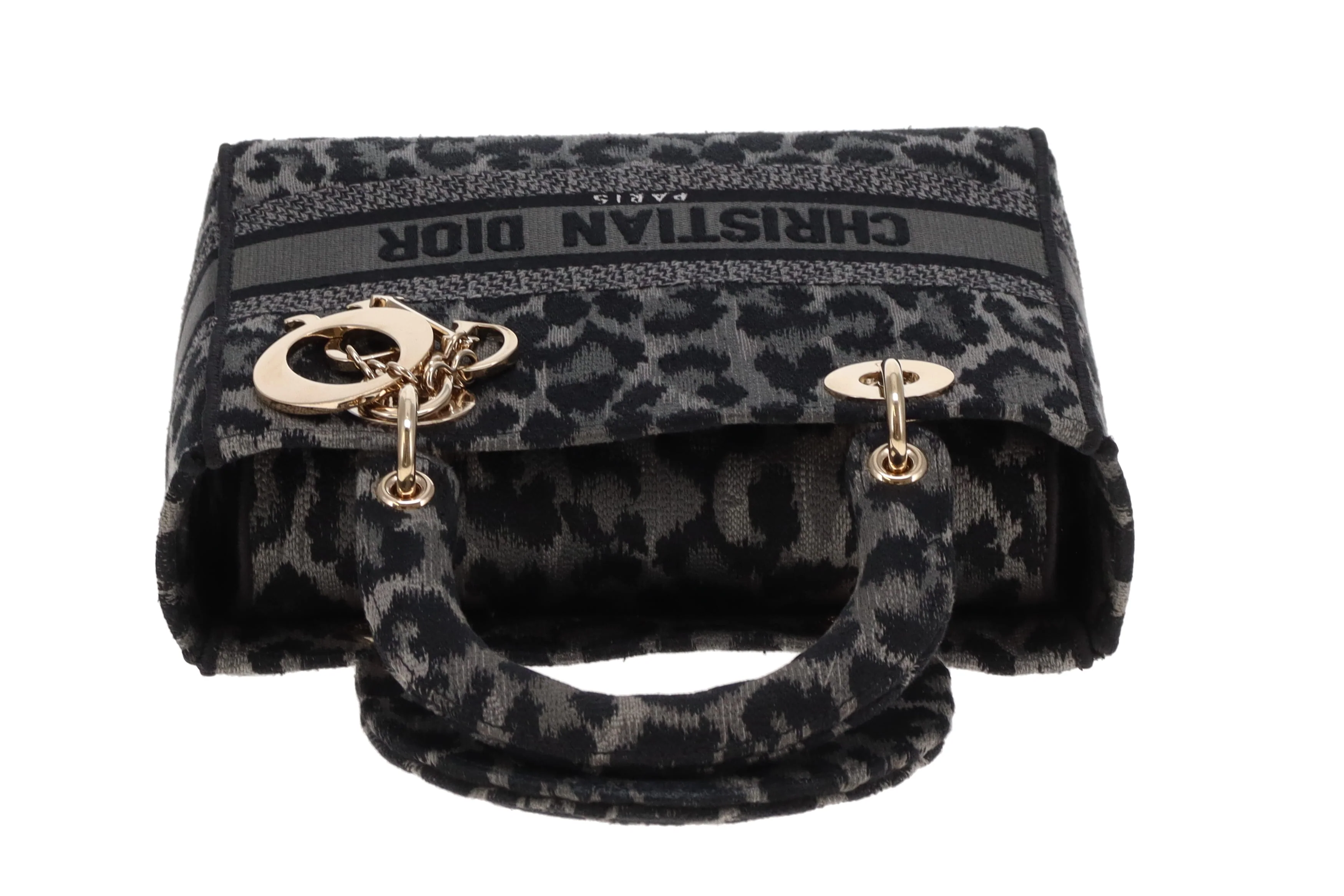 Dior Lady Dior Grey/Black Leopard Mizza Embroidered Canvas Medium D-Lite 2021 - Image 9