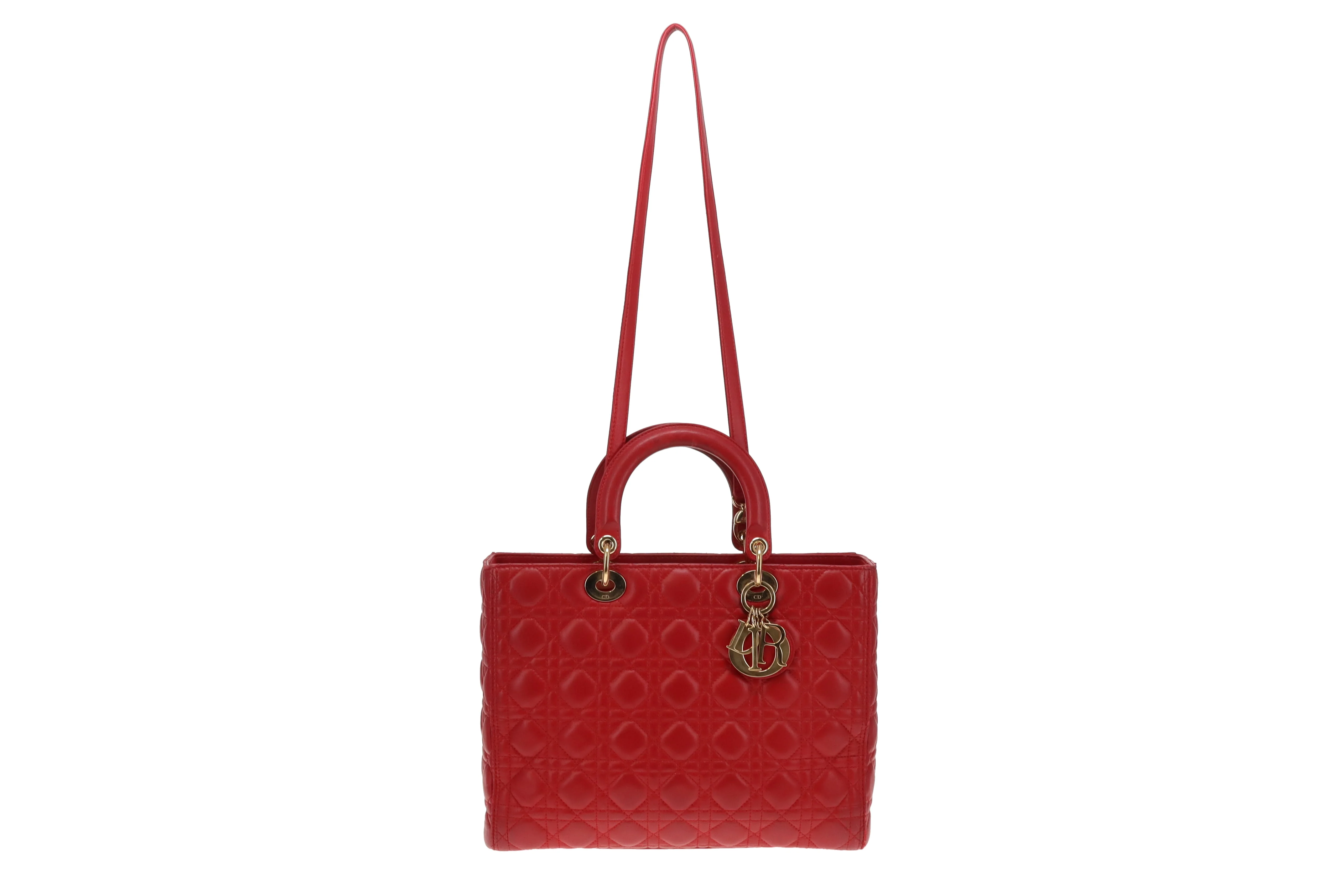 Dior Lady Dior Red Lambskin Large 2013 - Image 4