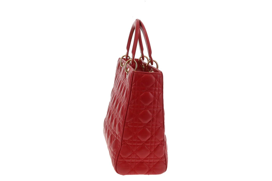 Dior Lady Dior Red Lambskin Large 2013 - Image 6