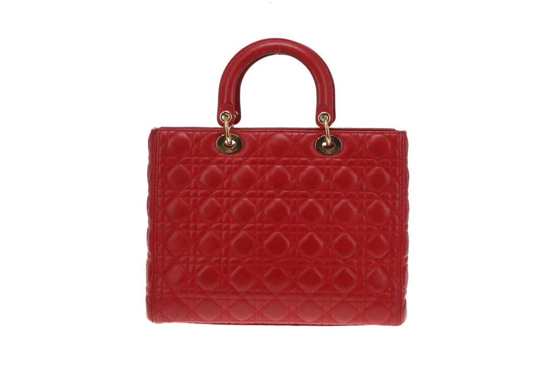 Dior Lady Dior Red Lambskin Large 2013 - Image 7