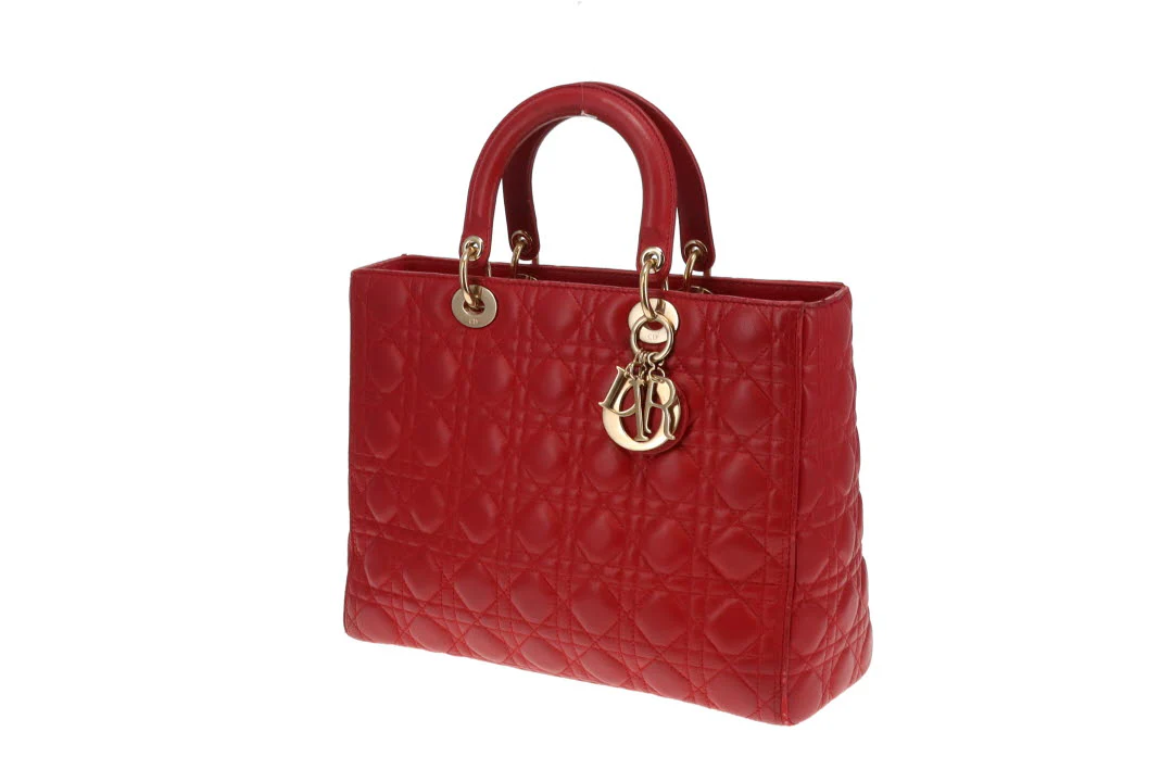 Dior Lady Dior Red Lambskin Large 2013 - Image 9