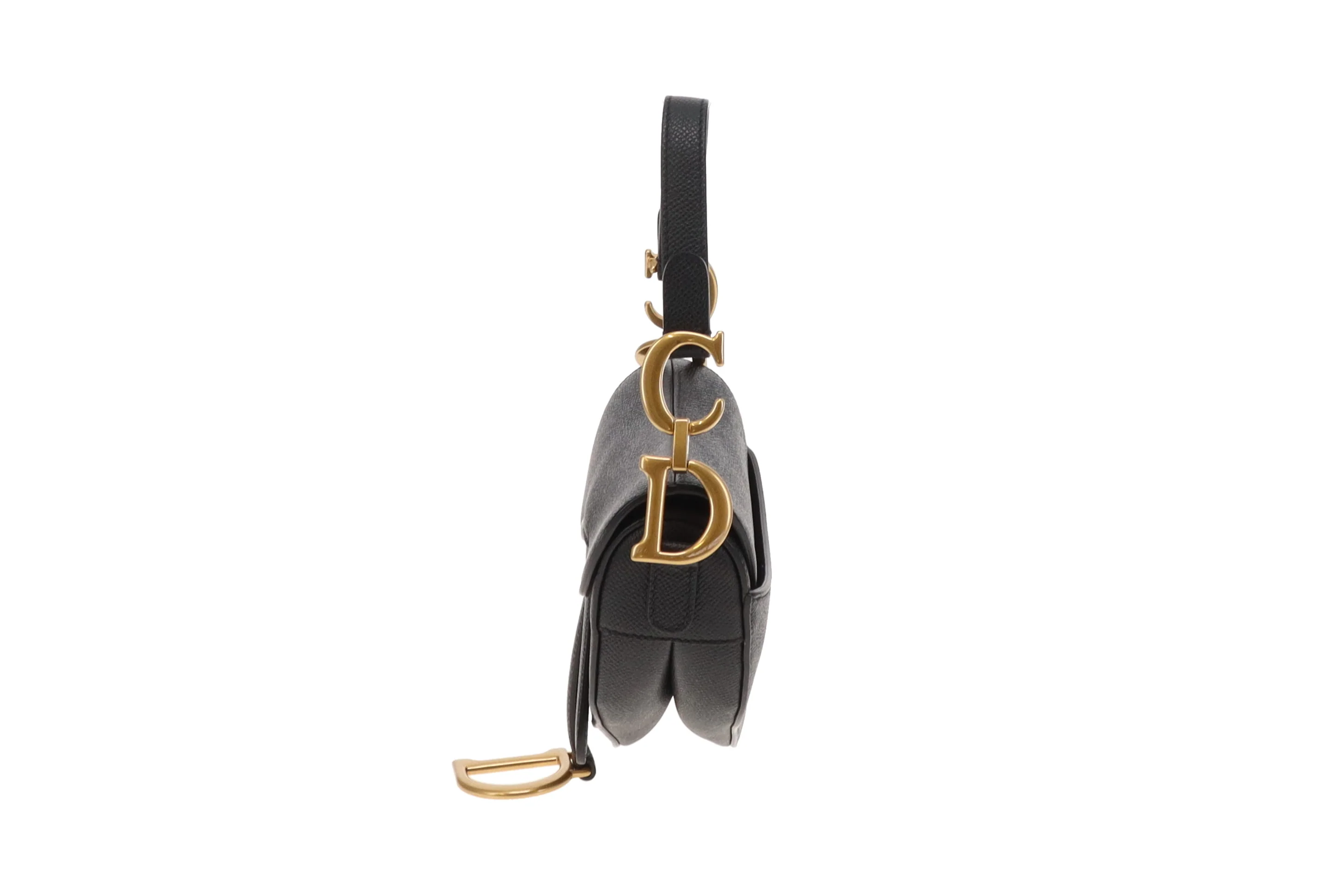 Dior Saddle Bag Mini with Strap Black Leather GHW 2022 - Image 7