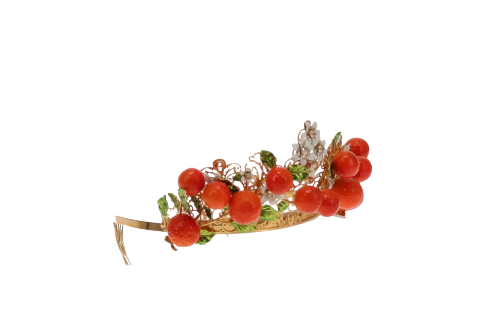 Dolce & Gabbana Crown Tiara Crystal Sicily Orange Rare Runway Piece - Image 3