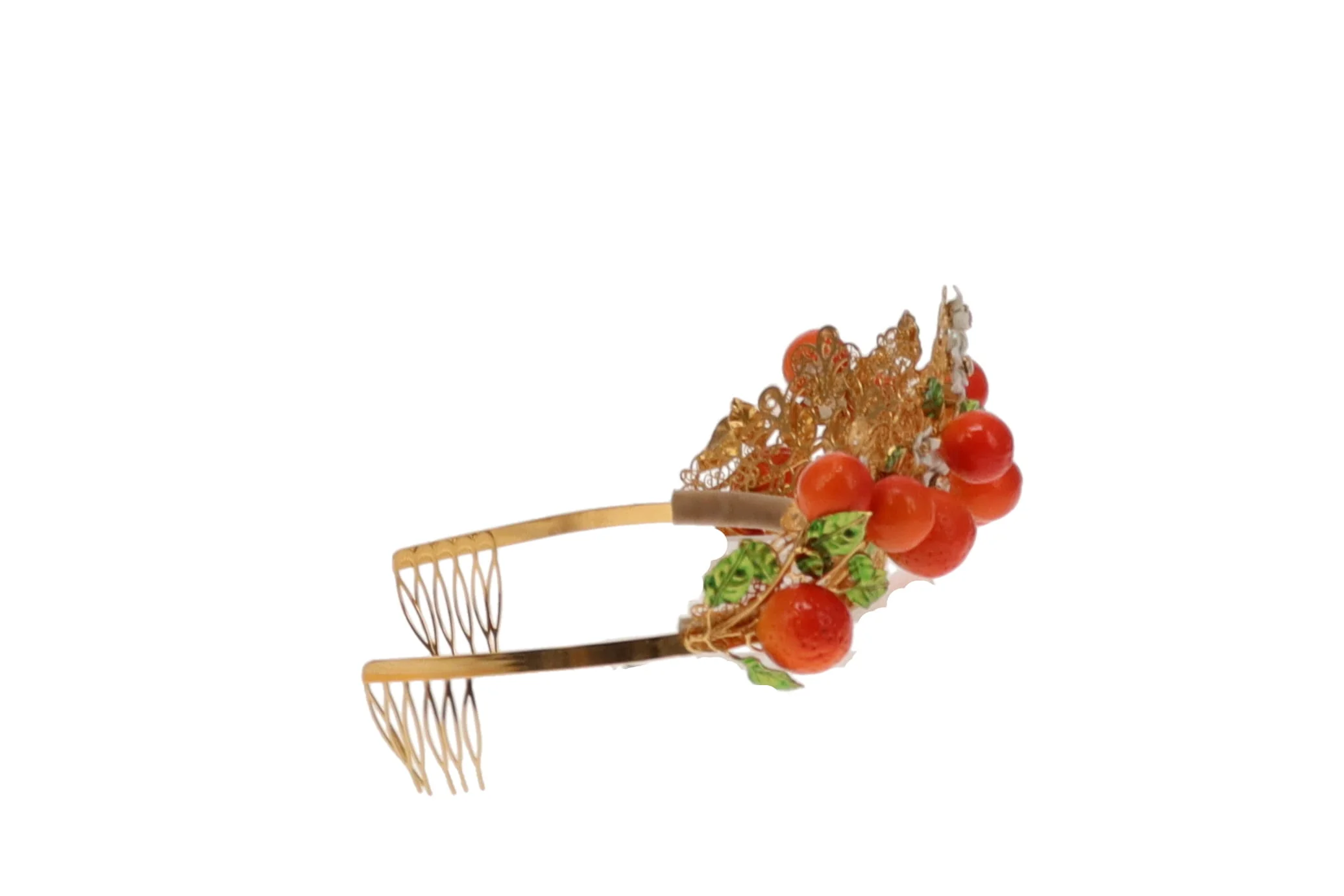 Dolce & Gabbana Crown Tiara Crystal Sicily Orange Rare Runway Piece - Image 4