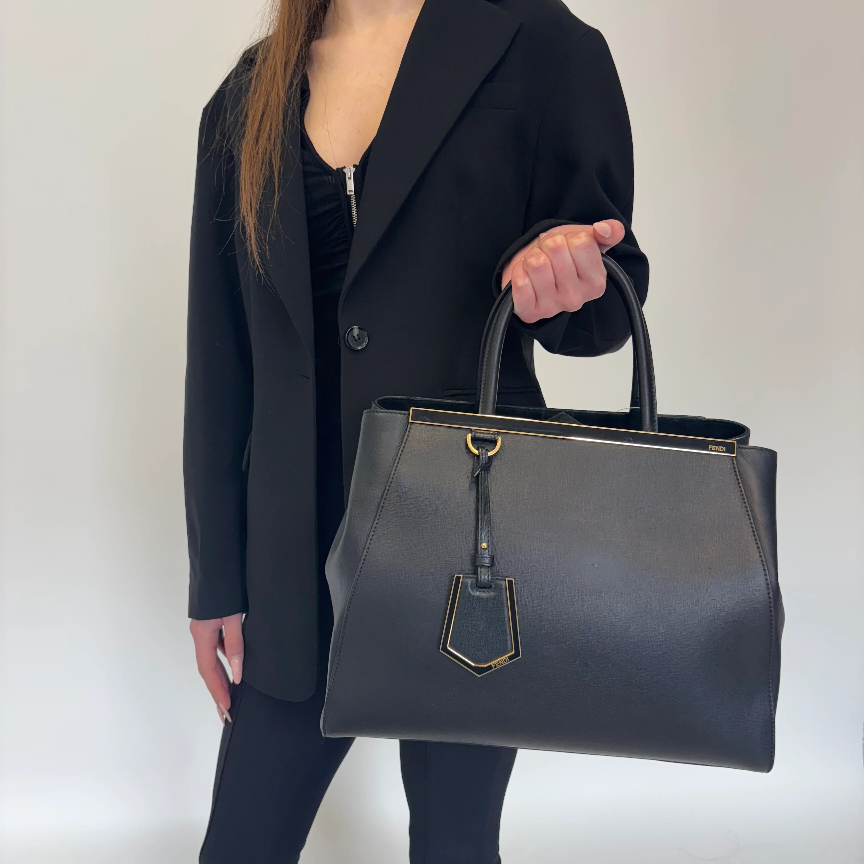 Fendi Black 2Jours Tote With Strap - Image 2