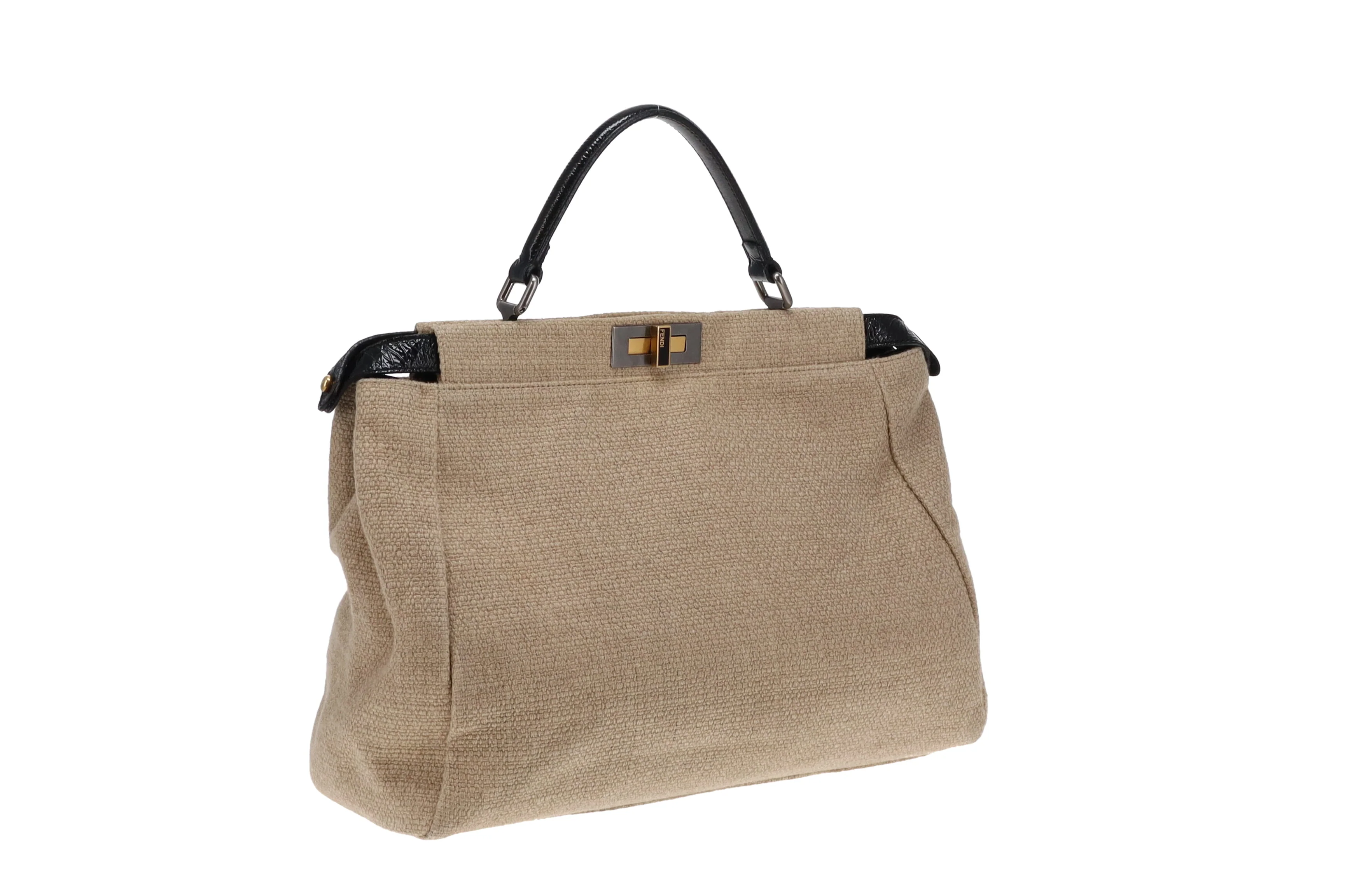 Fendi Canvas Peekaboo Tote Brown - Image 3