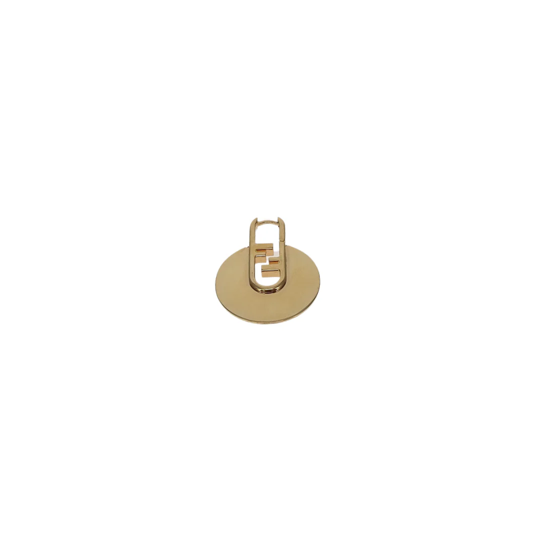 Fendi O'Lock Circular Single Earring Gold Tone Metal - Image 6