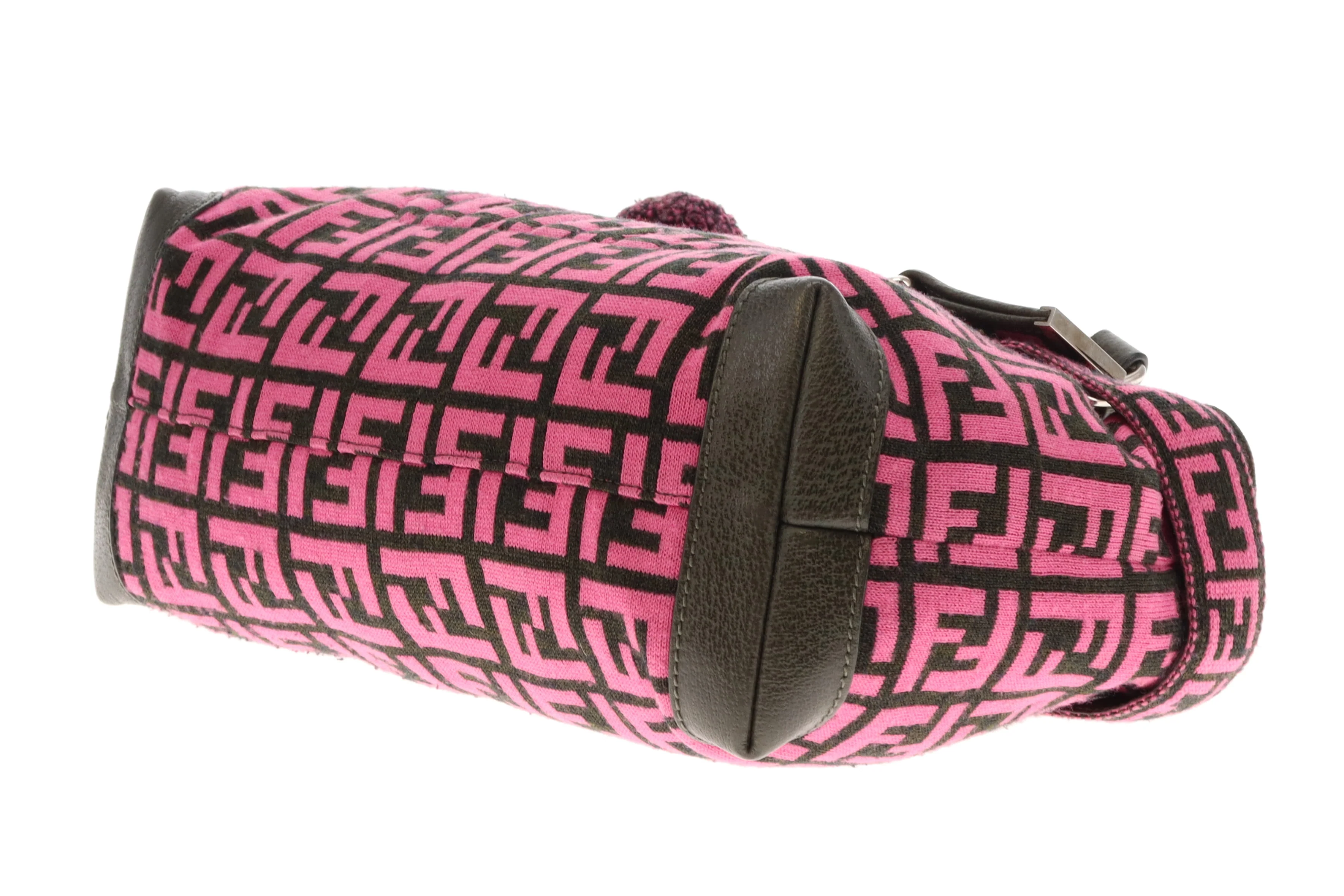 Fendi Pink/Zucca Wool Pom Pom Handbag - Image 8