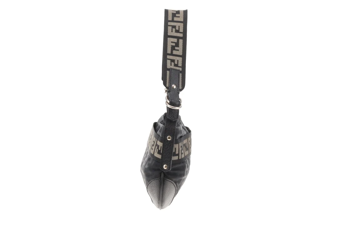 Fendi Vintage Black Zucca Shoulder Bag - Image 3