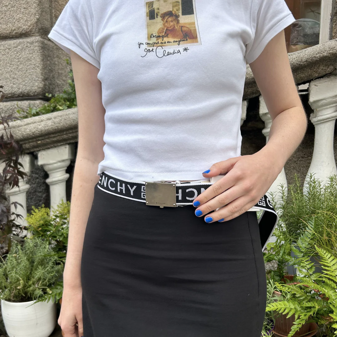 Givenchy Black/White Logo Plate Buckle Belt - Image 7