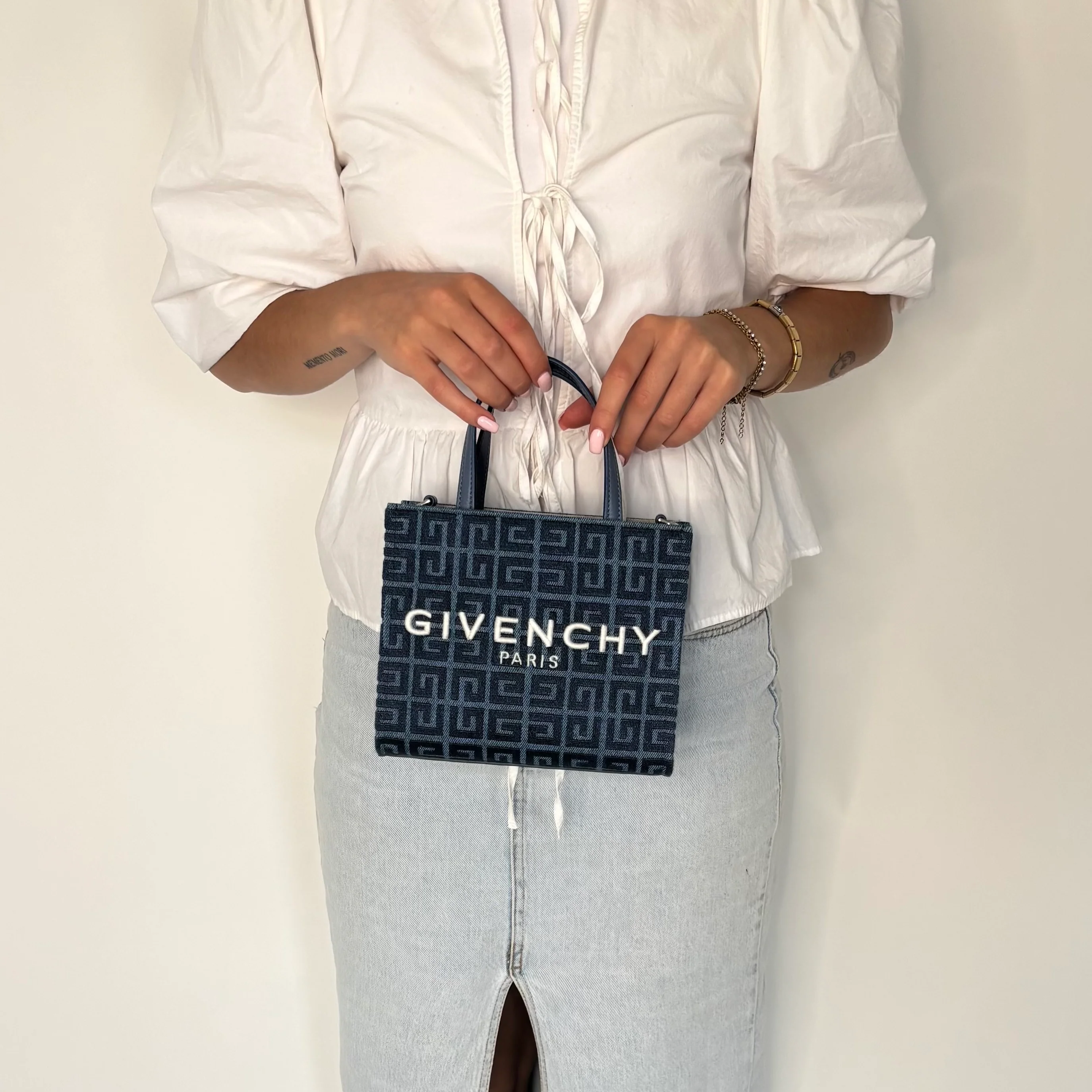 Givenchy G-Tote Mini Tote Bag Denim Blue - Image 3