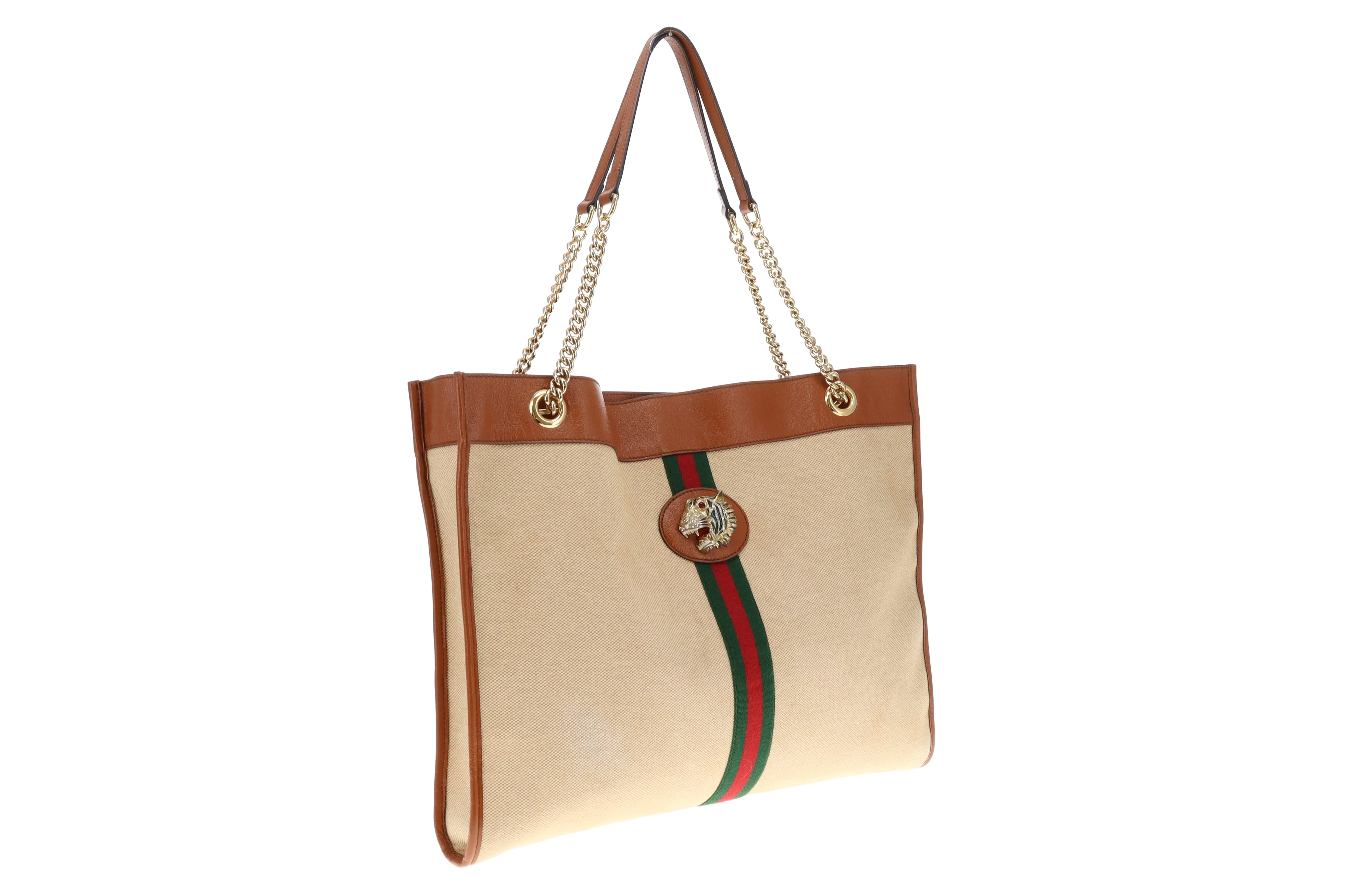 Gucci Canvas and Tan Leather Rajah Tote Bag with Pochette - Image 4