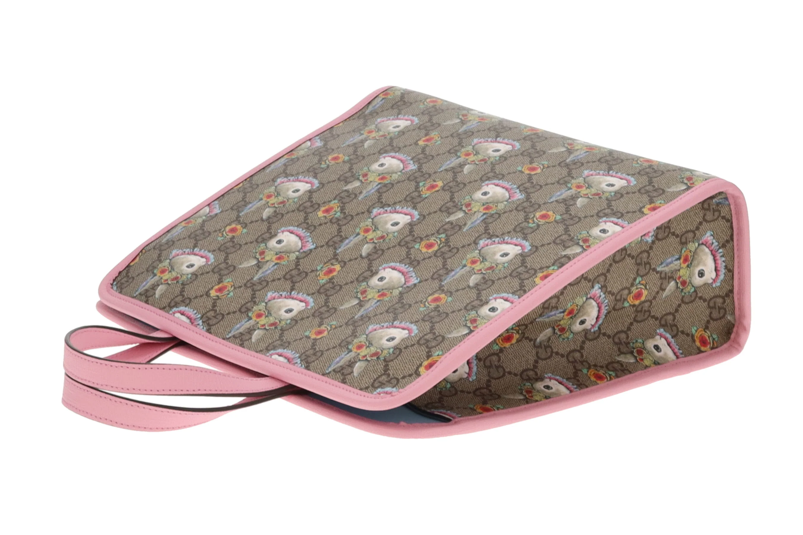 Gucci Children's Rabbit Print GG Tote With Pink Trims - Image 13