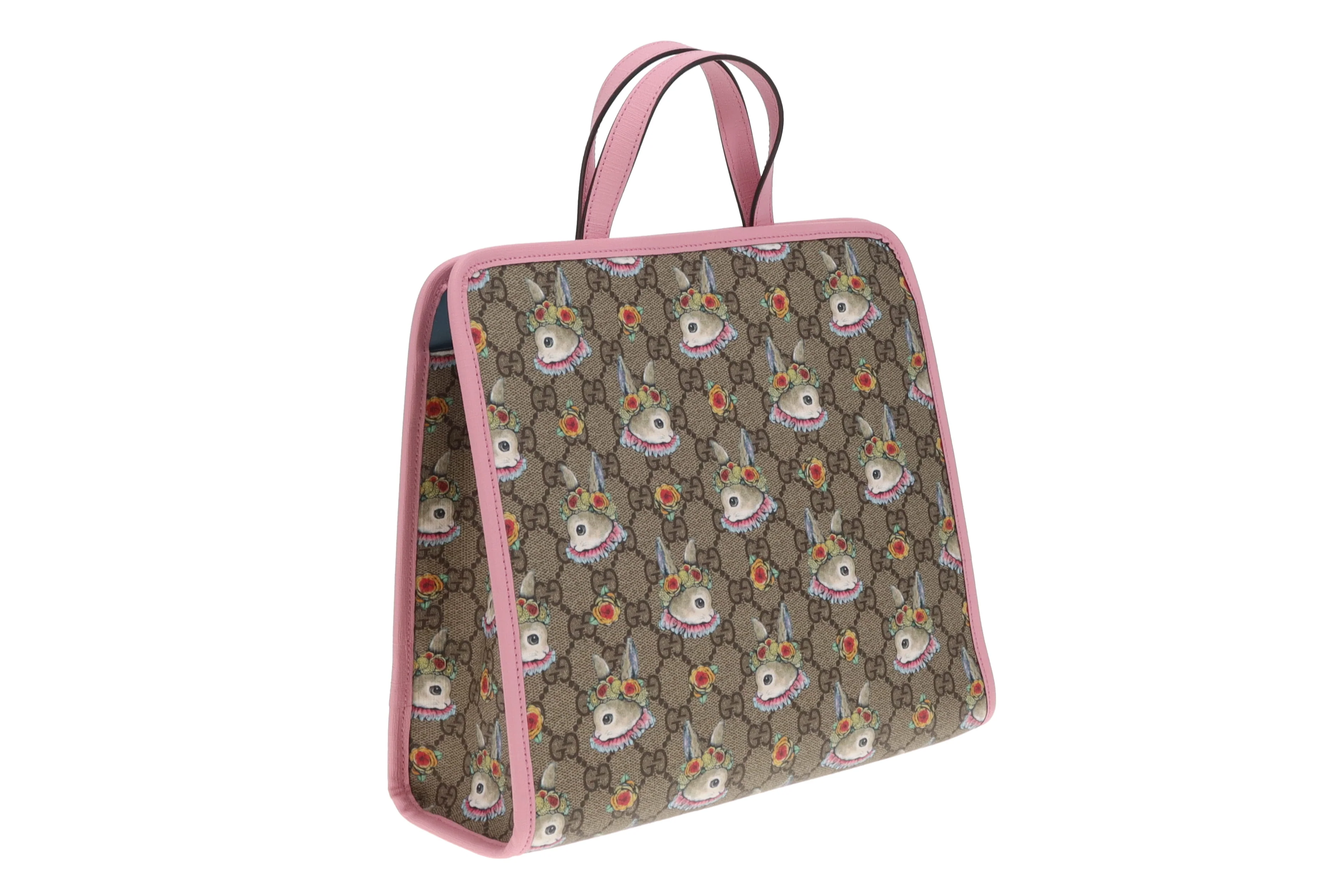 Gucci Children's Rabbit Print GG Tote With Pink Trims - Image 4