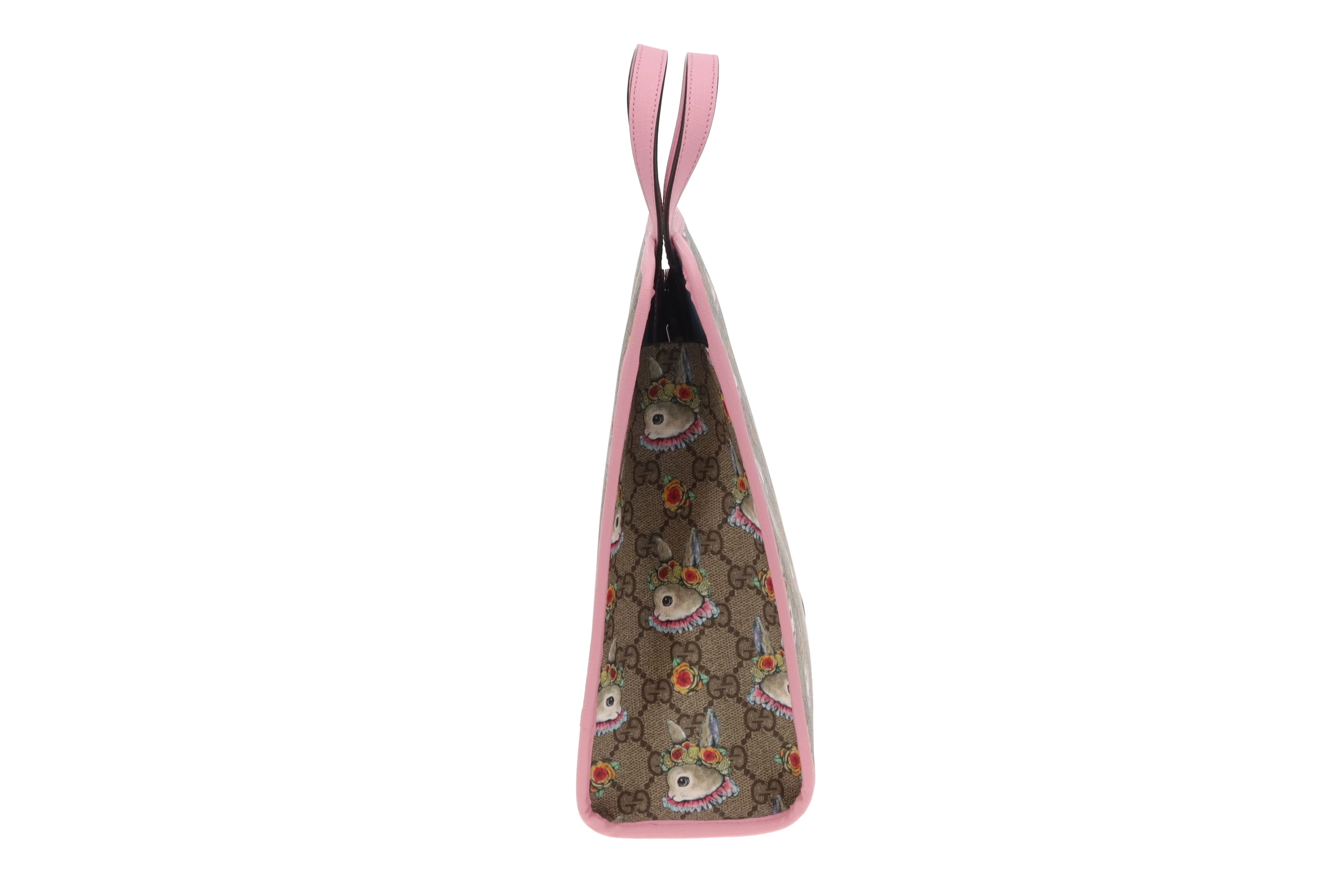 Gucci Children's Rabbit Print GG Tote With Pink Trims - Image 5
