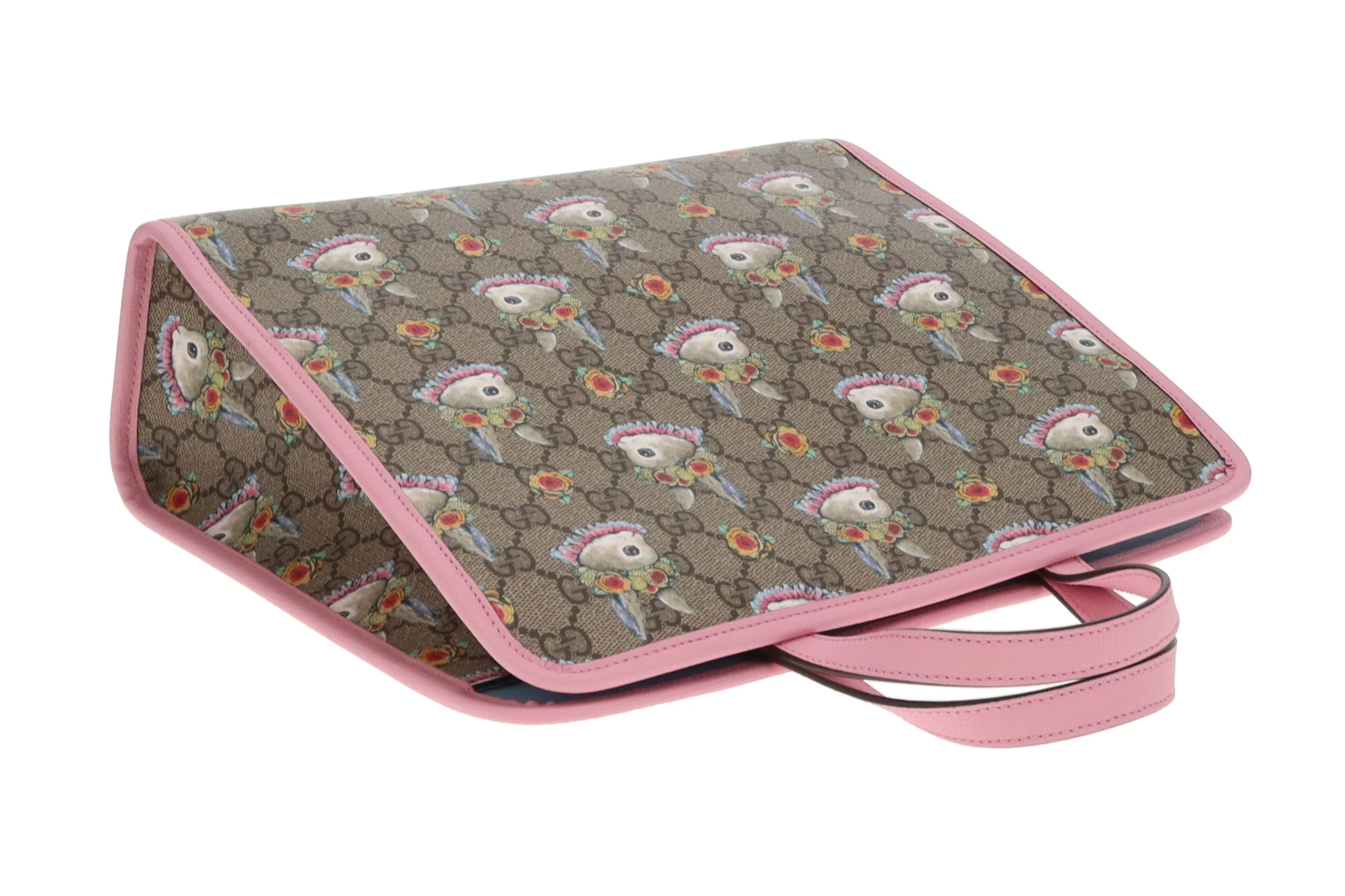 Gucci Children's Rabbit Print GG Tote With Pink Trims - Image 9