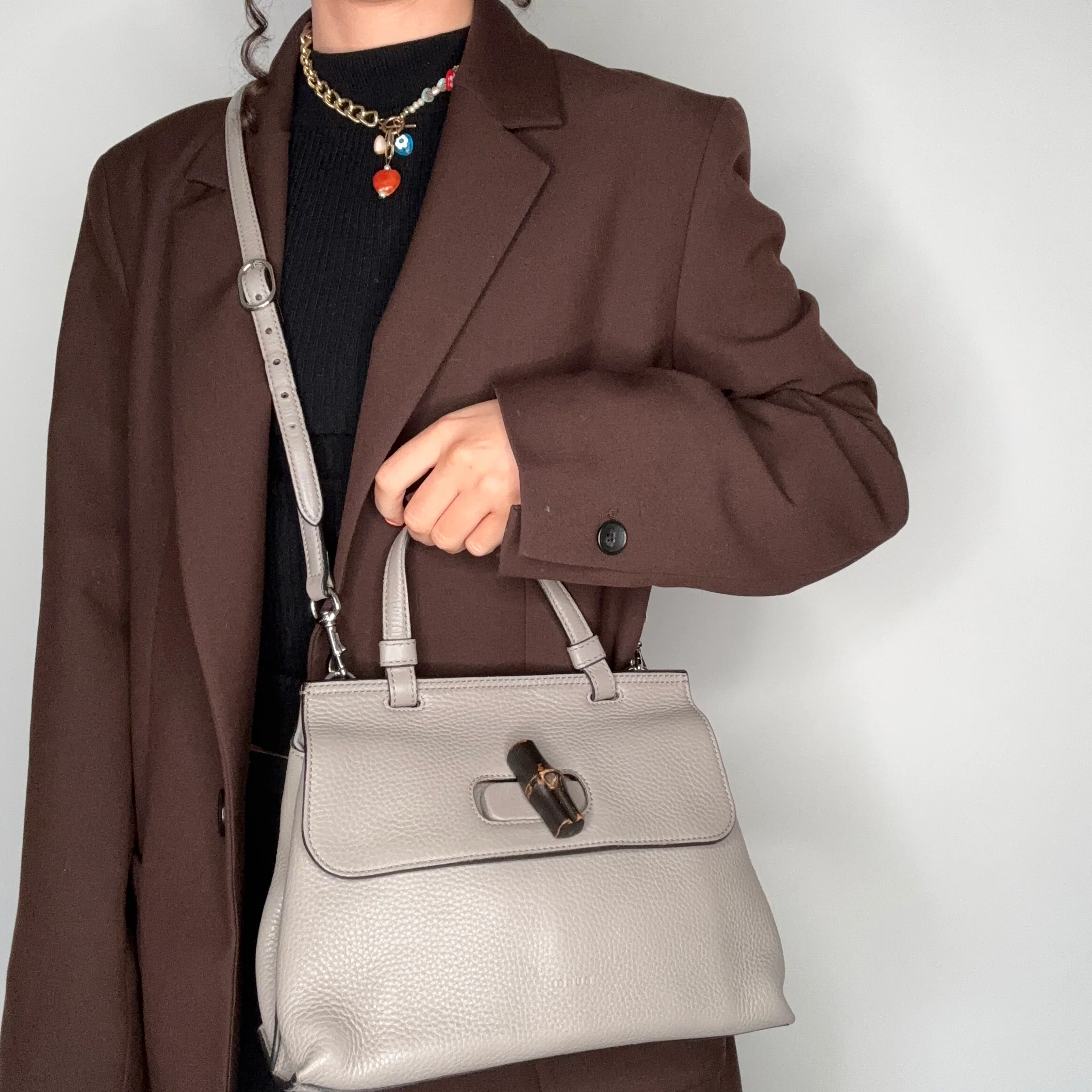 Gucci Daily Bamboo TH Shoulder Bag Grey - Image 2