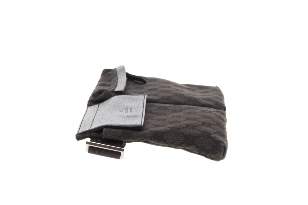 Gucci Double Pocket Waist Bag Black GG Canvas - Image 5