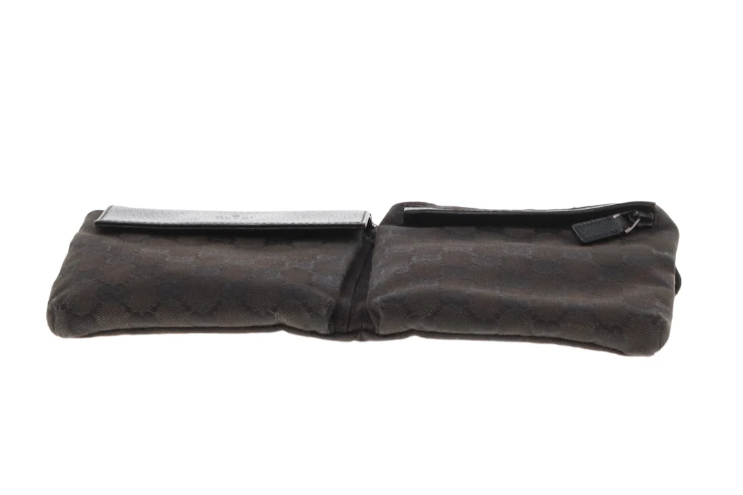 Gucci Double Pocket Waist Bag Black GG Canvas - Image 7