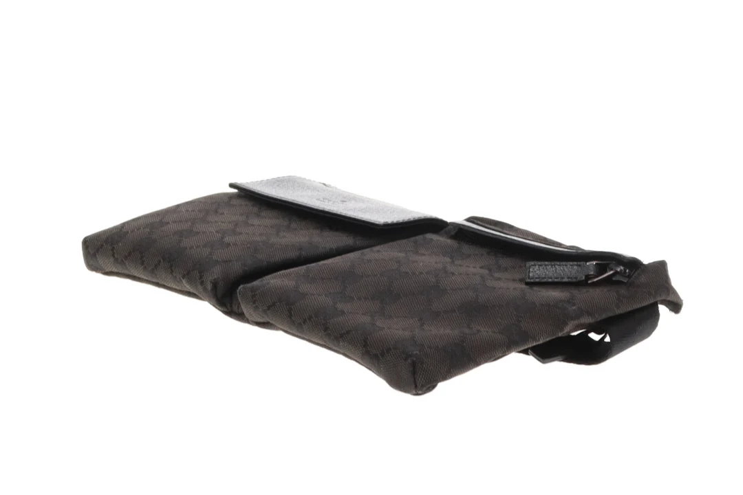 Gucci Double Pocket Waist Bag Black GG Canvas - Image 8