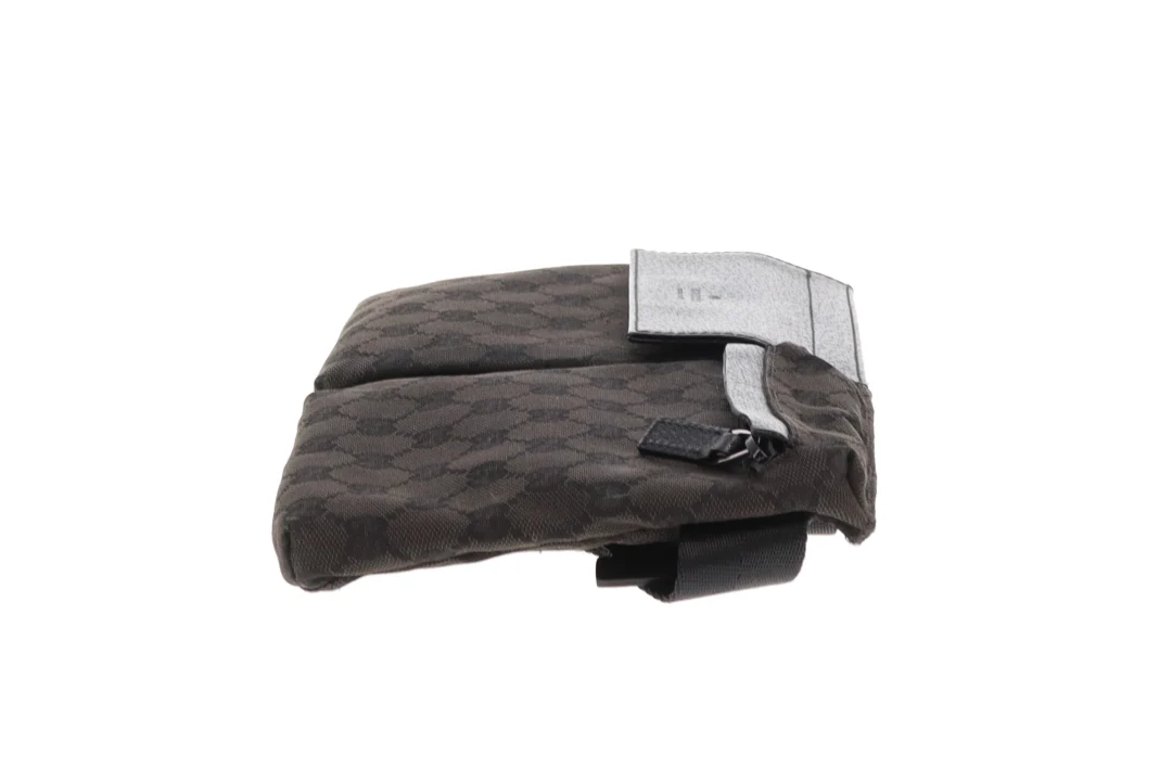 Gucci Double Pocket Waist Bag Black GG Canvas - Image 9