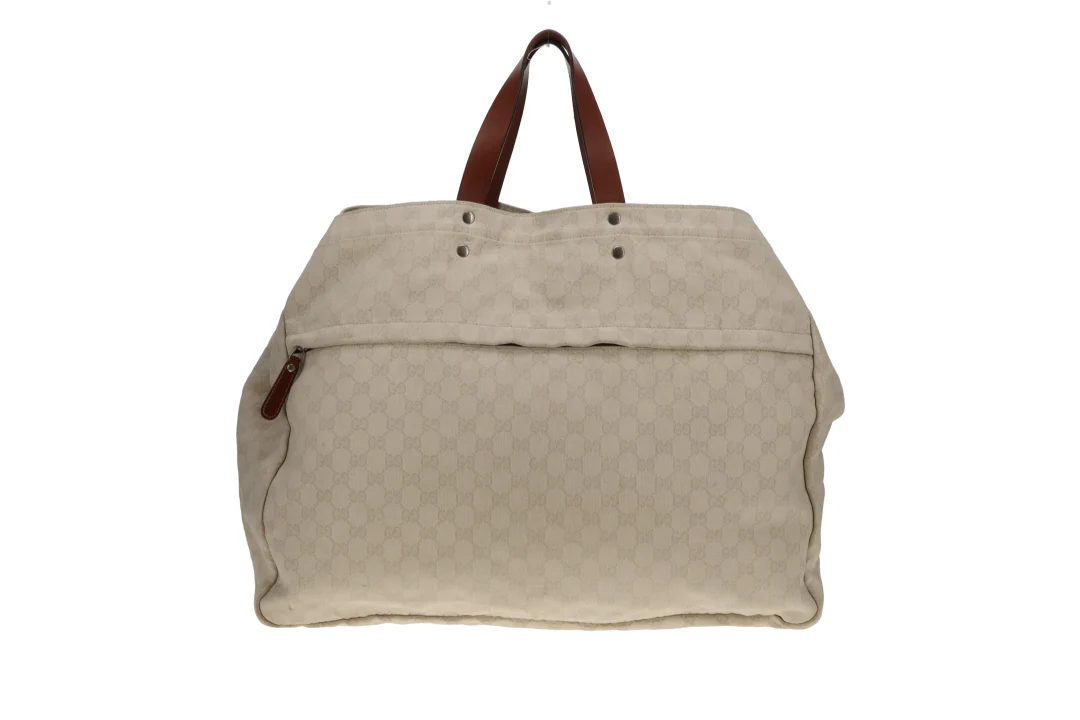 Gucci Emblem XL Shopper Tote In White GG Canvas - Image 5