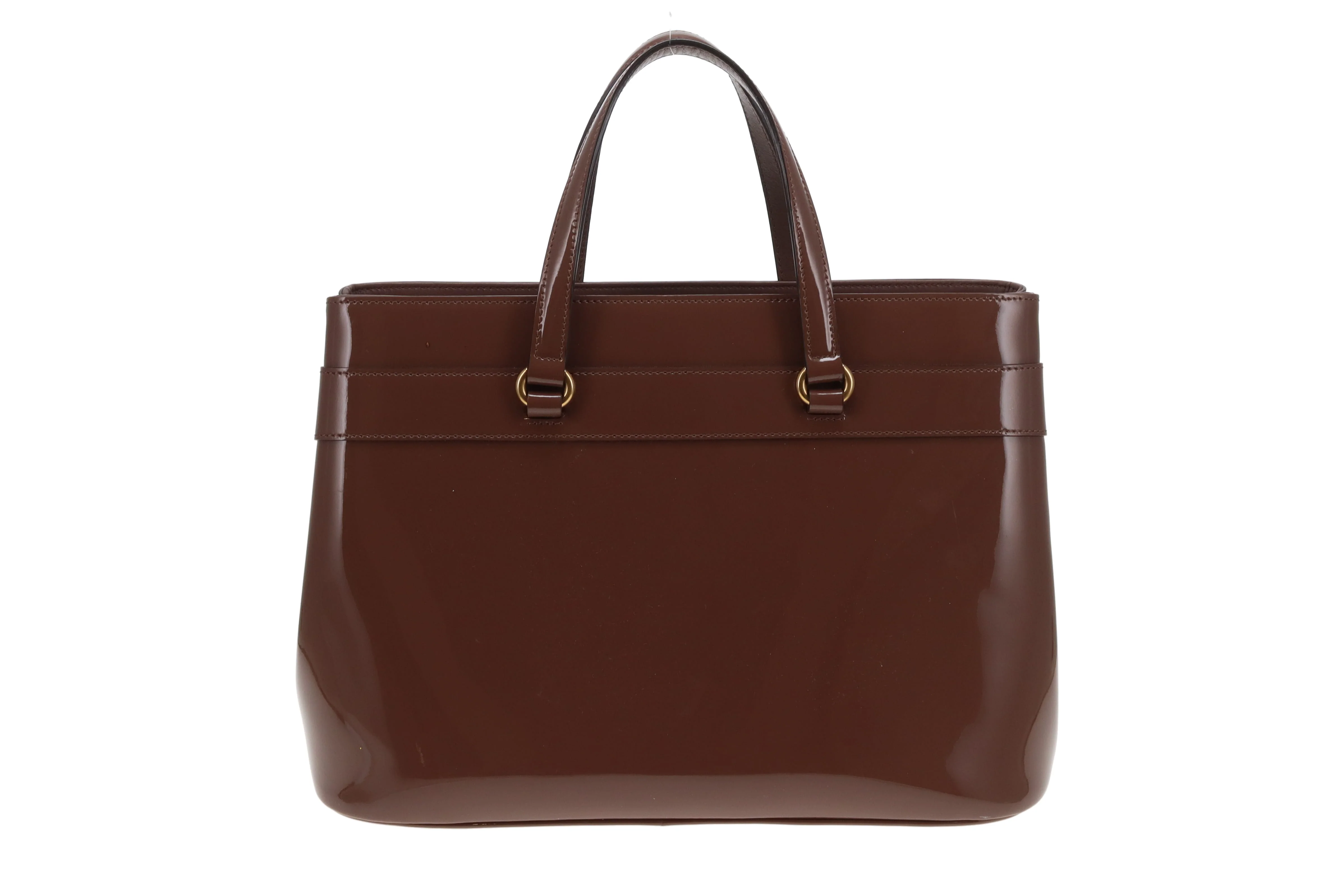 Gucci Horsebit Tote with Strap Mocha Patent Leather GHW - Image 6