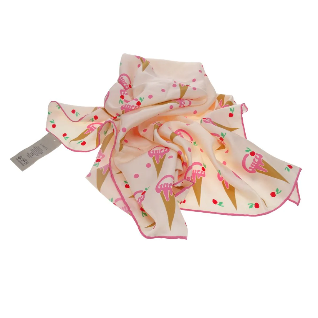 Gucci Ice Cream Print 90cm Silk Scarf - Image 3