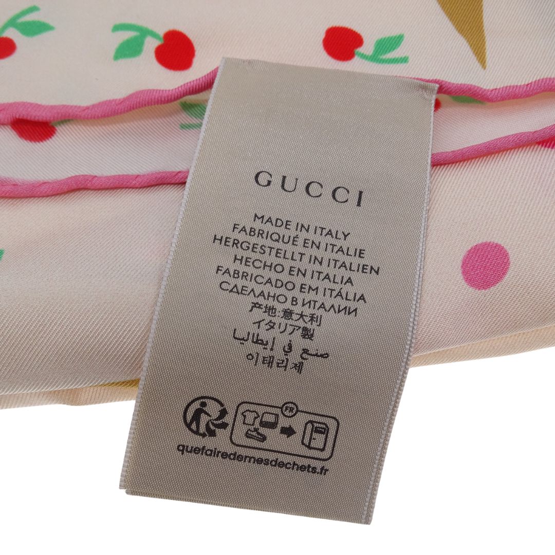 Gucci Ice Cream Print 90cm Silk Scarf - Image 4