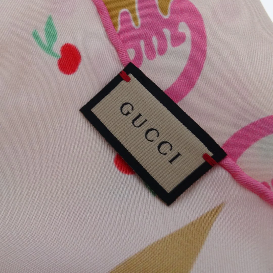 Gucci Ice Cream Print 90cm Silk Scarf - Image 5