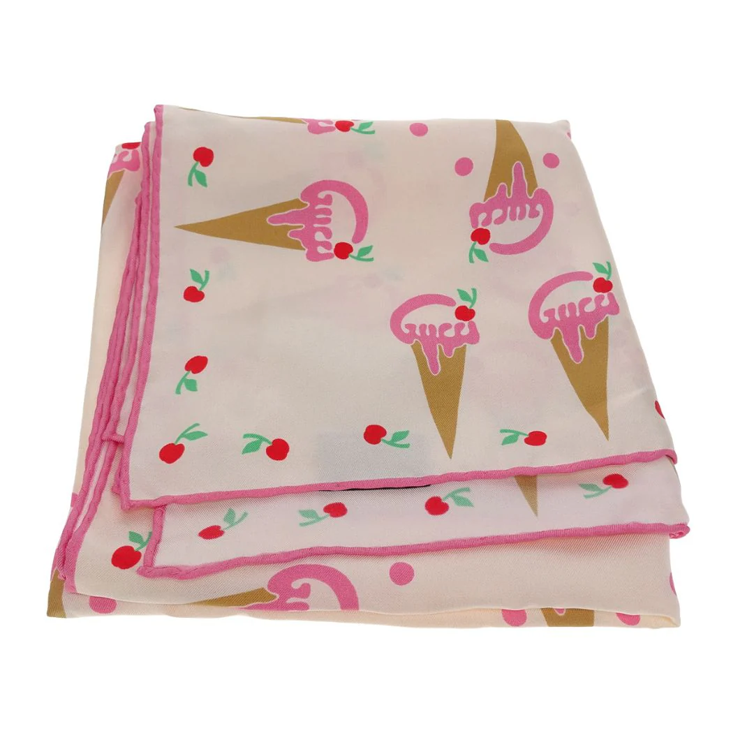 Gucci Ice Cream Print 90cm Silk Scarf - Image 6