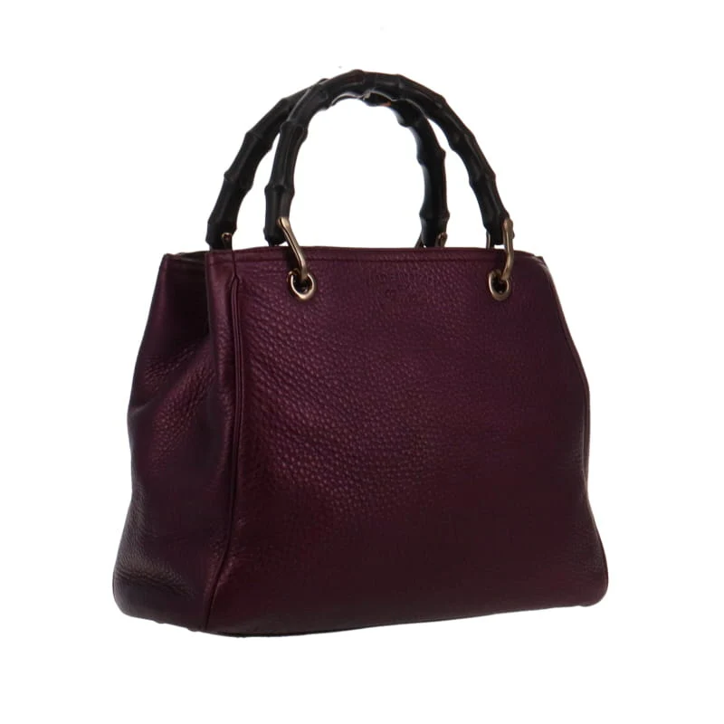 Gucci Metallic Purple Medium Bamboo 2 Way Shopper - Image 4