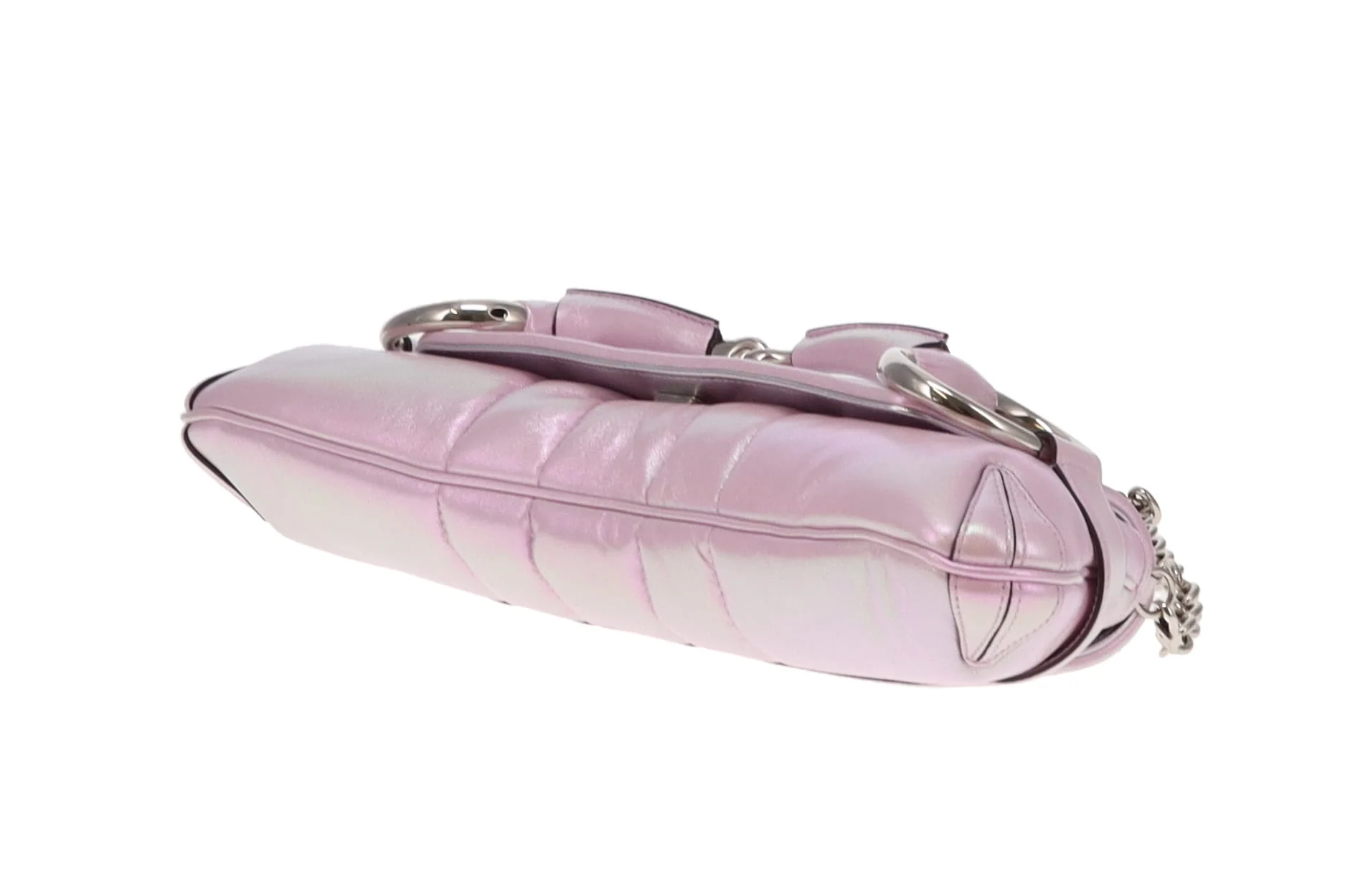 Gucci Pink Iridescent Leather SHW Horsebit Chain Shoulder Bag - Image 10