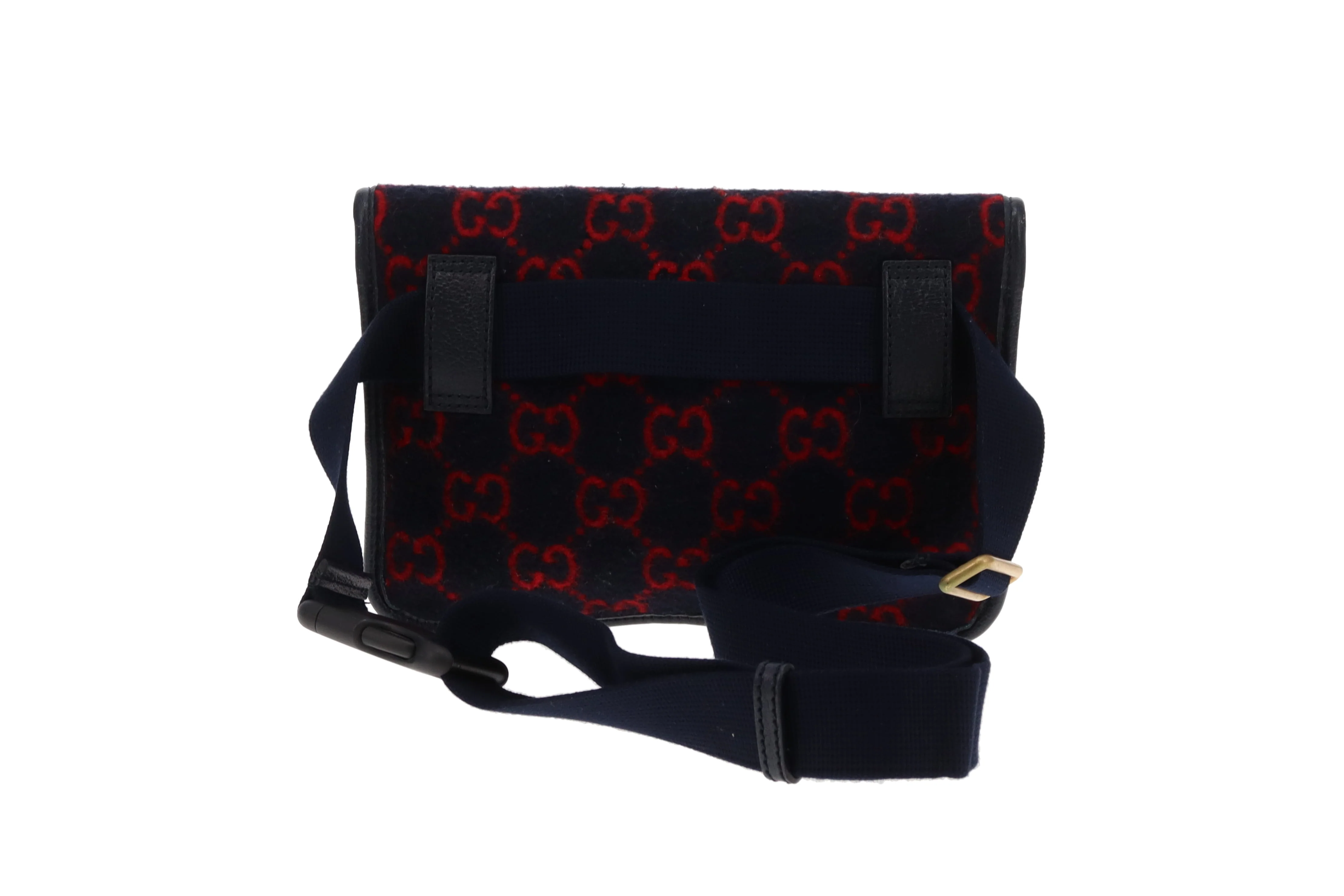 Gucci Waist Bag GG Wool Red and Navy - Image 4