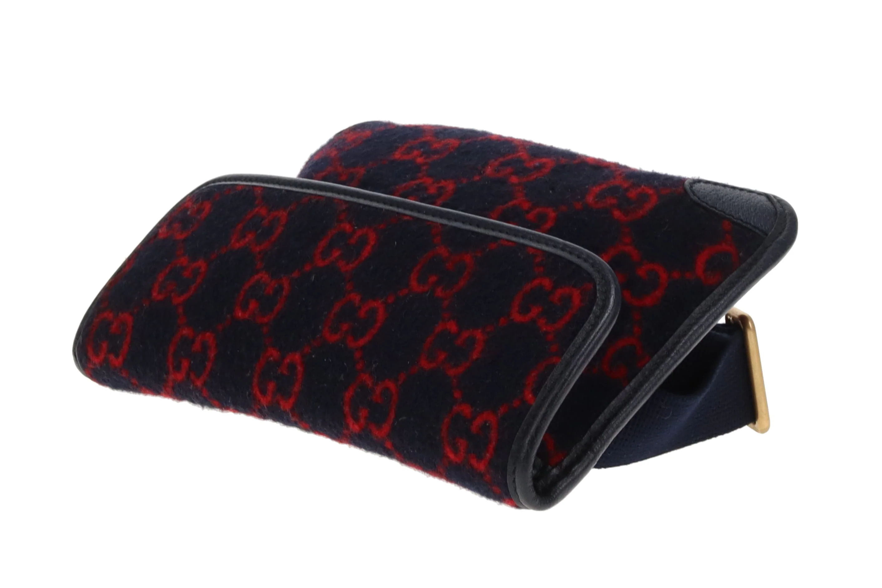 Gucci Waist Bag GG Wool Red and Navy - Image 9