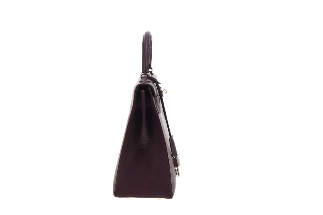 Hermes Kelly 32 Sellier Chevre De Coromandel Raisin PHW 2005 - Image 6
