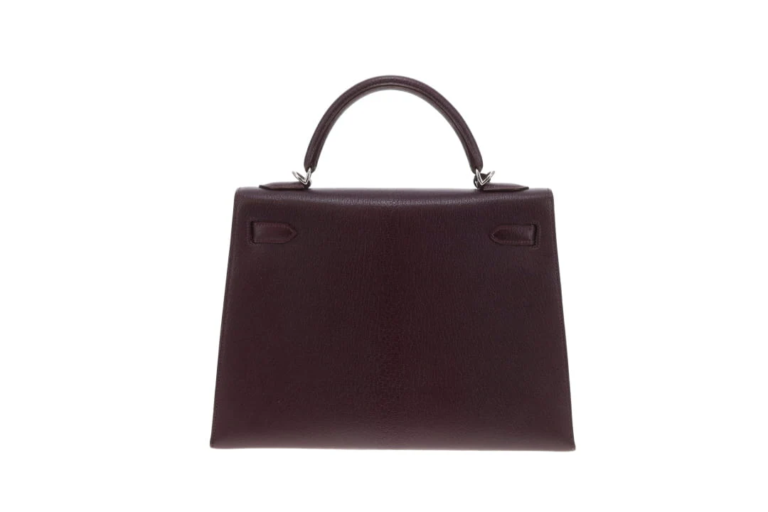 Hermes Kelly 32 Sellier Chevre De Coromandel Raisin PHW 2005 - Image 7