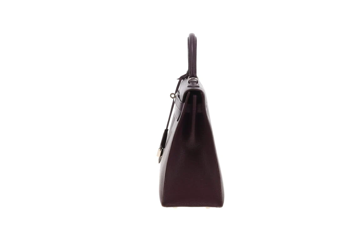 Hermes Kelly 32 Sellier Chevre De Coromandel Raisin PHW 2005 - Image 8