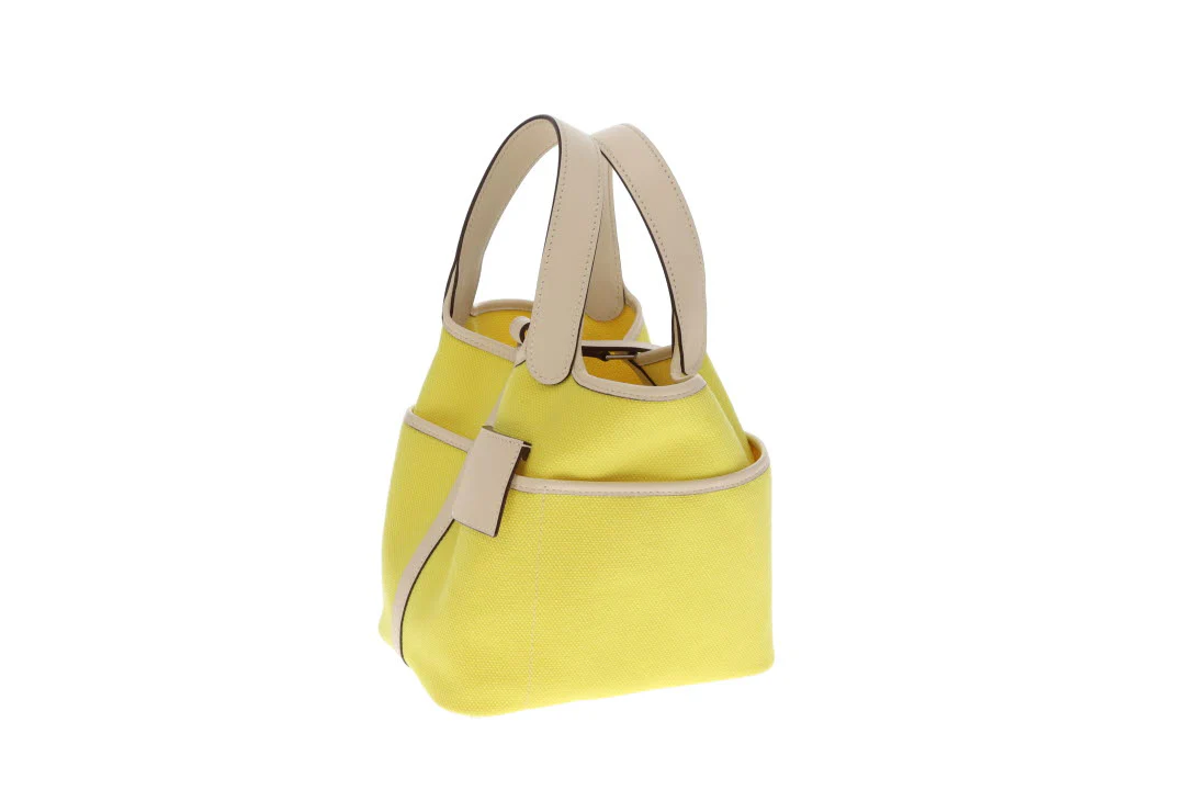 Hermes Picotin Cargo Lock 18 In Jaune Citron & Nata Swift & Toile Canvas - Image 3