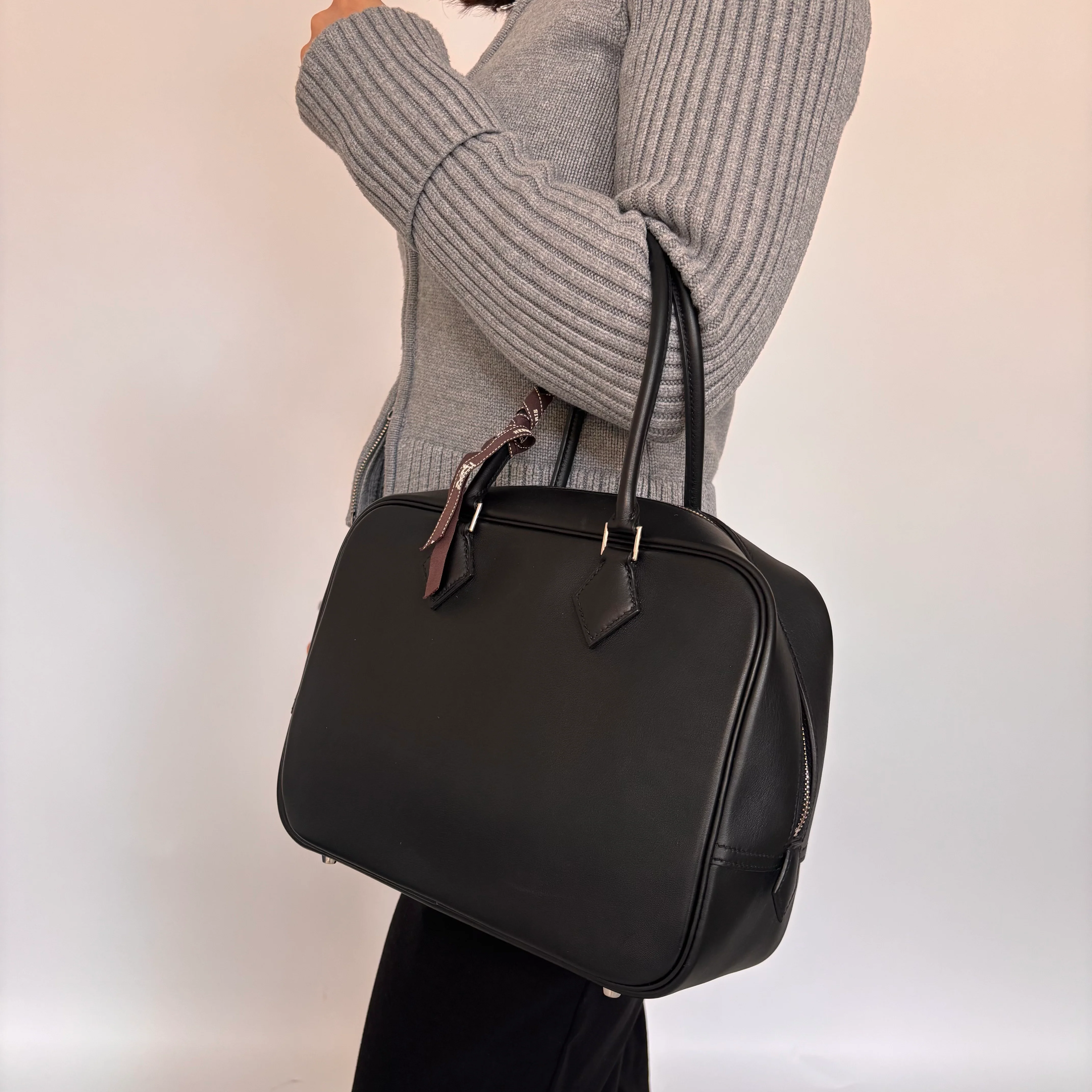 Hermes Plume 28 Black Swift PHW 2014 - Image 2