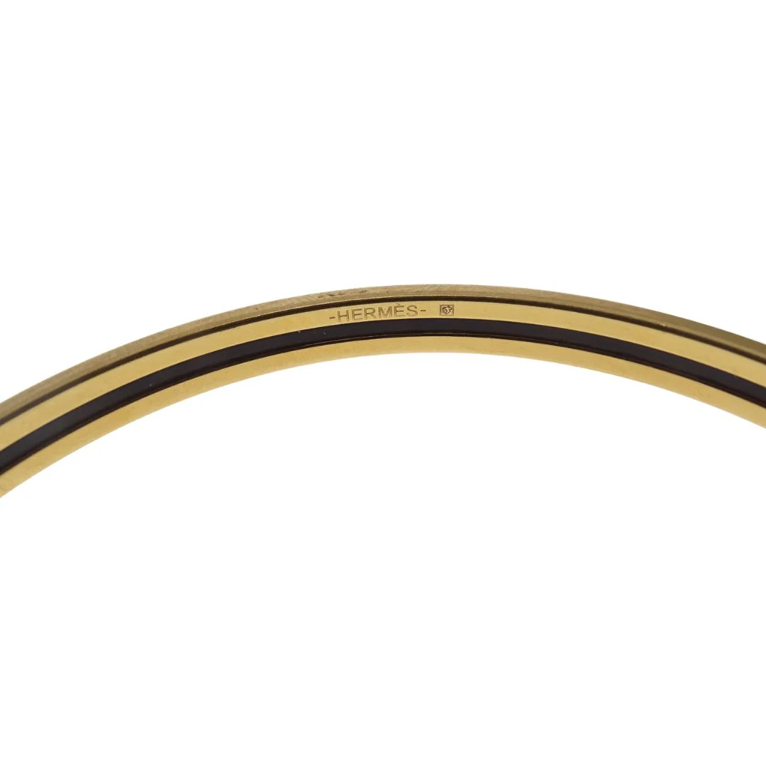 Hermes Printed Enamel Bangle 65 Black & Gold - Image 4